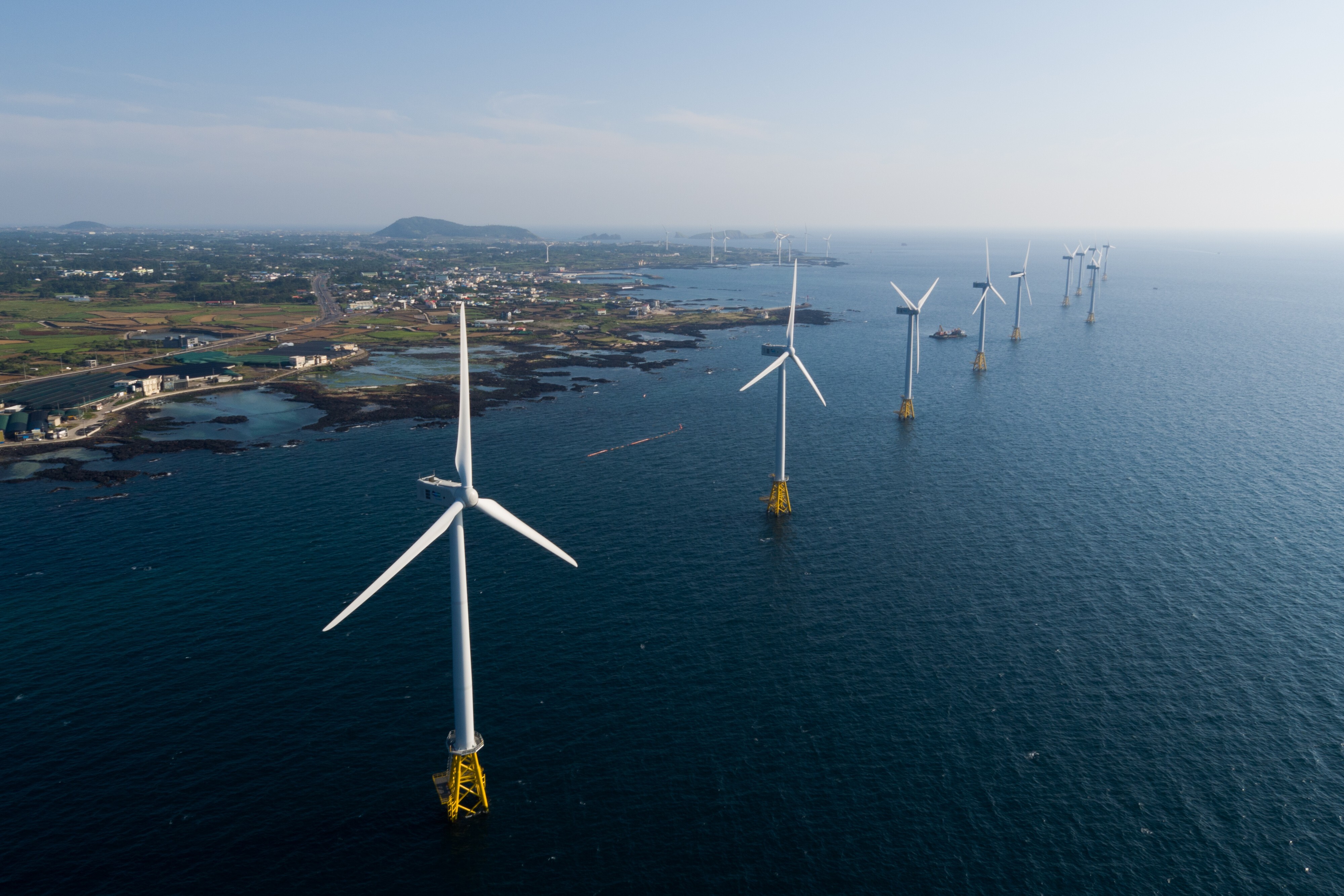 Wind turbines at a wind farm in Jeju, South Korea, in 2017. President Moon Jae-in has made a strong commitment to replace coal with renewable energy. Photo: Bloomberg