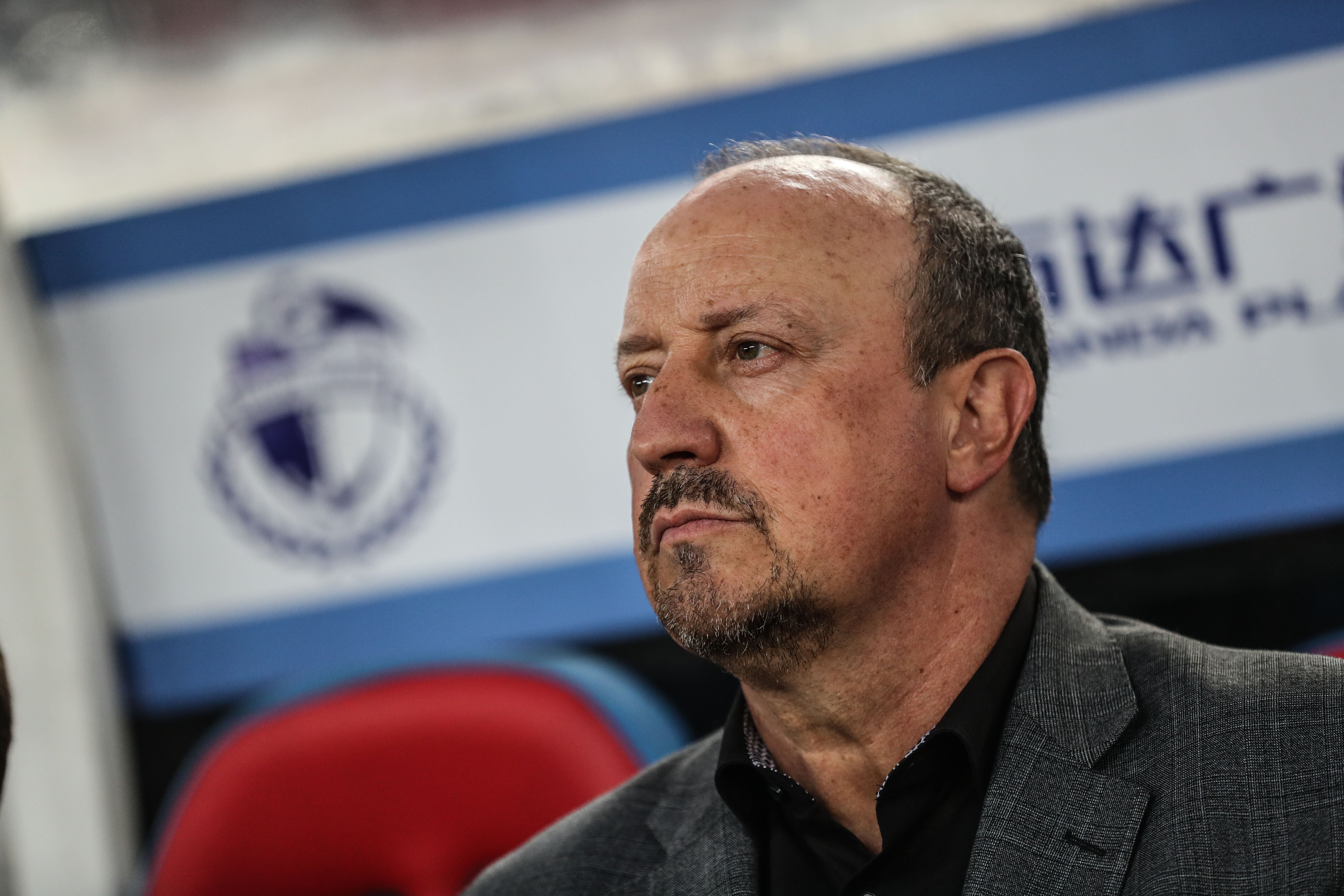 Rafael Benitez, head coach of Dalian Pro reacts during a 2019 Chinese Super League game. Photo: Xinhua