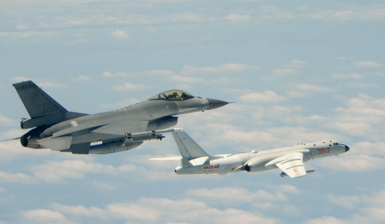 Taiwan’s defence chief counted 1,710 air sorties and 1,029 maritime incursions into the island’s air defence identification zone in the first nine months of the year.Photo: AFP