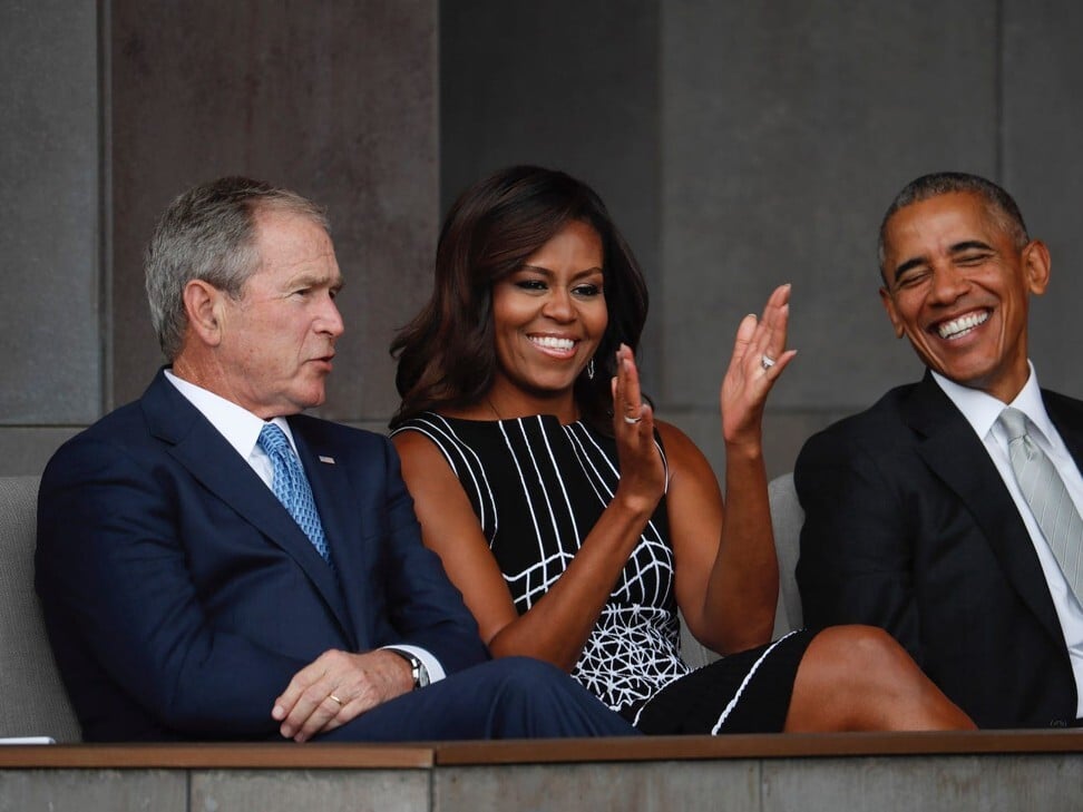 The pair at the dedication ceremony for the Smithsonian Museum of African American History and Culture on the National Mall in 2016. Photo: AP