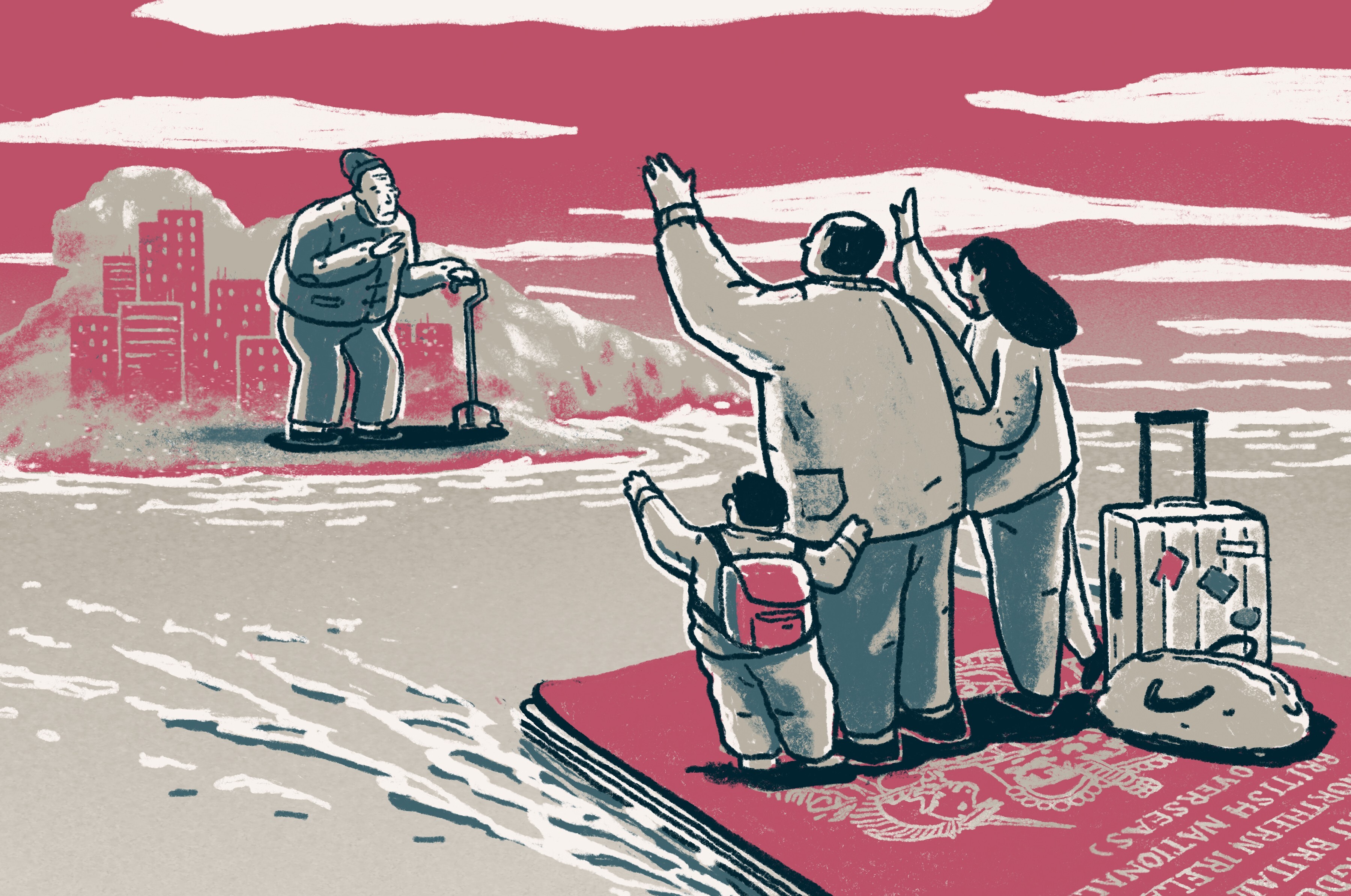 The decision to leave Hong Kong for Britain has resulted in arguments and heartache in some families. Illustration by Perry Tse