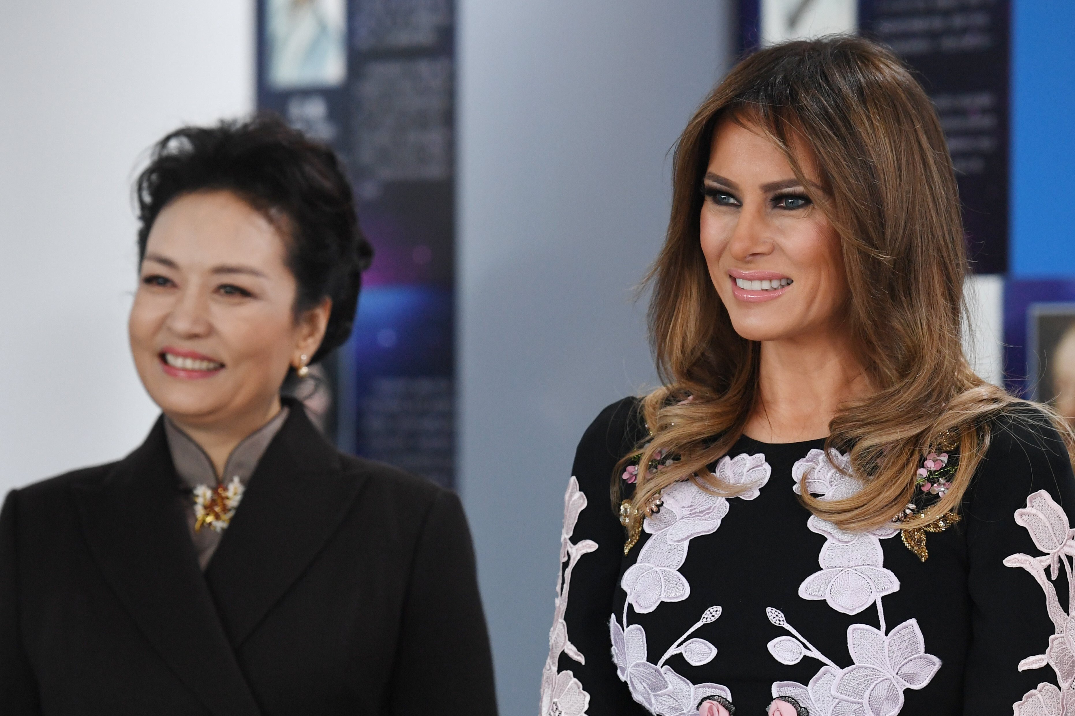 Former US first lady Melania Trump with China’s first lady Peng Liyuan, during a visit to a school in Beijing, China in November 2017 – making and receiving such visits is part of the job for a first lady and is usually accompanied by the giving of gifts. Photo: EPA-EFE