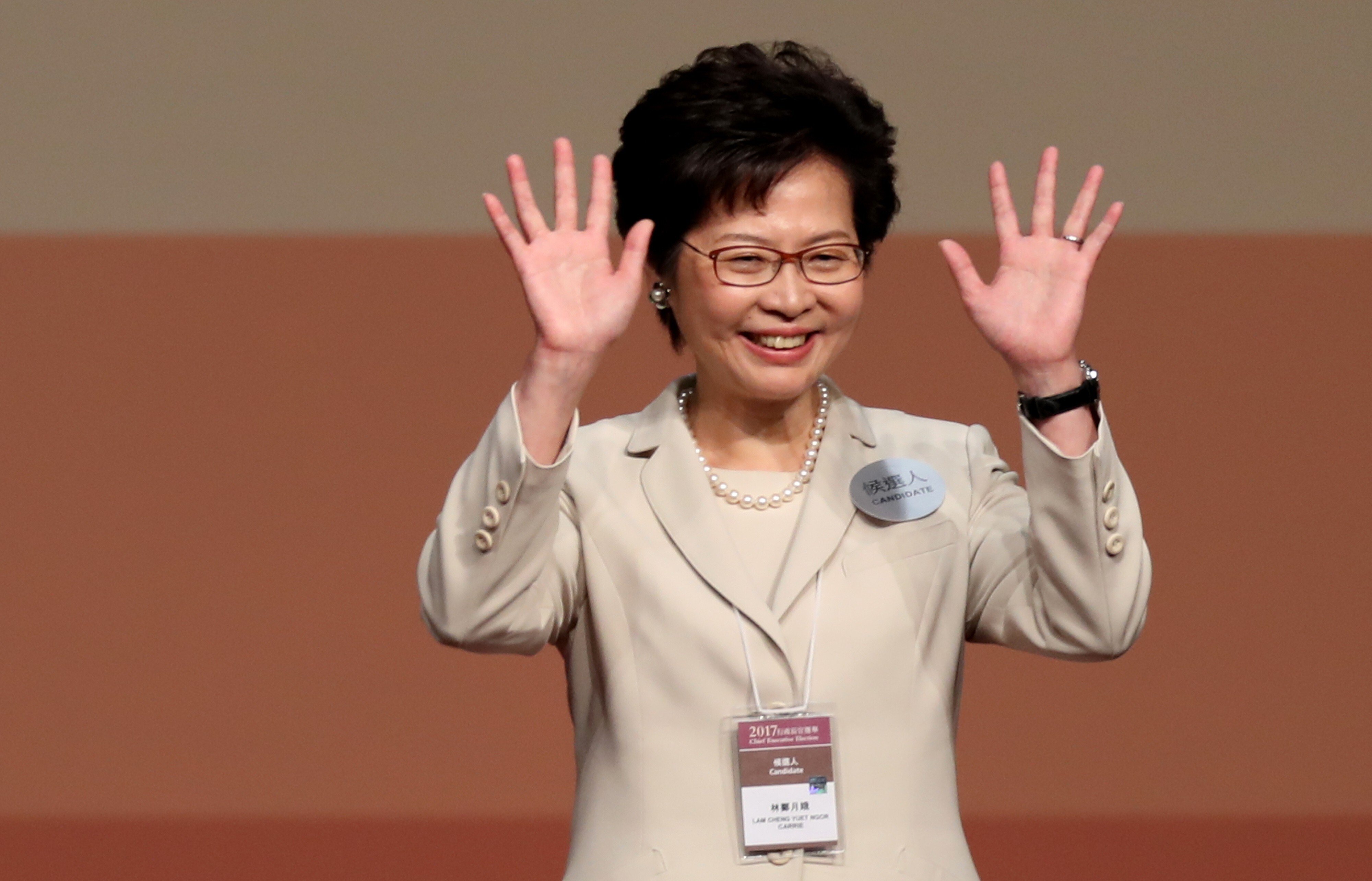 Carrie Lam Cheng Yuet-ngor celebrates after winning the Hong Kong chief executive election in March 2017, after receiving 777 of the 1,194 votes cast. However a leader is chosen, what truly matters is the extent to which he or she is responsive to people’s needs, especially the most disenfranchised. Photo: Robert Ng