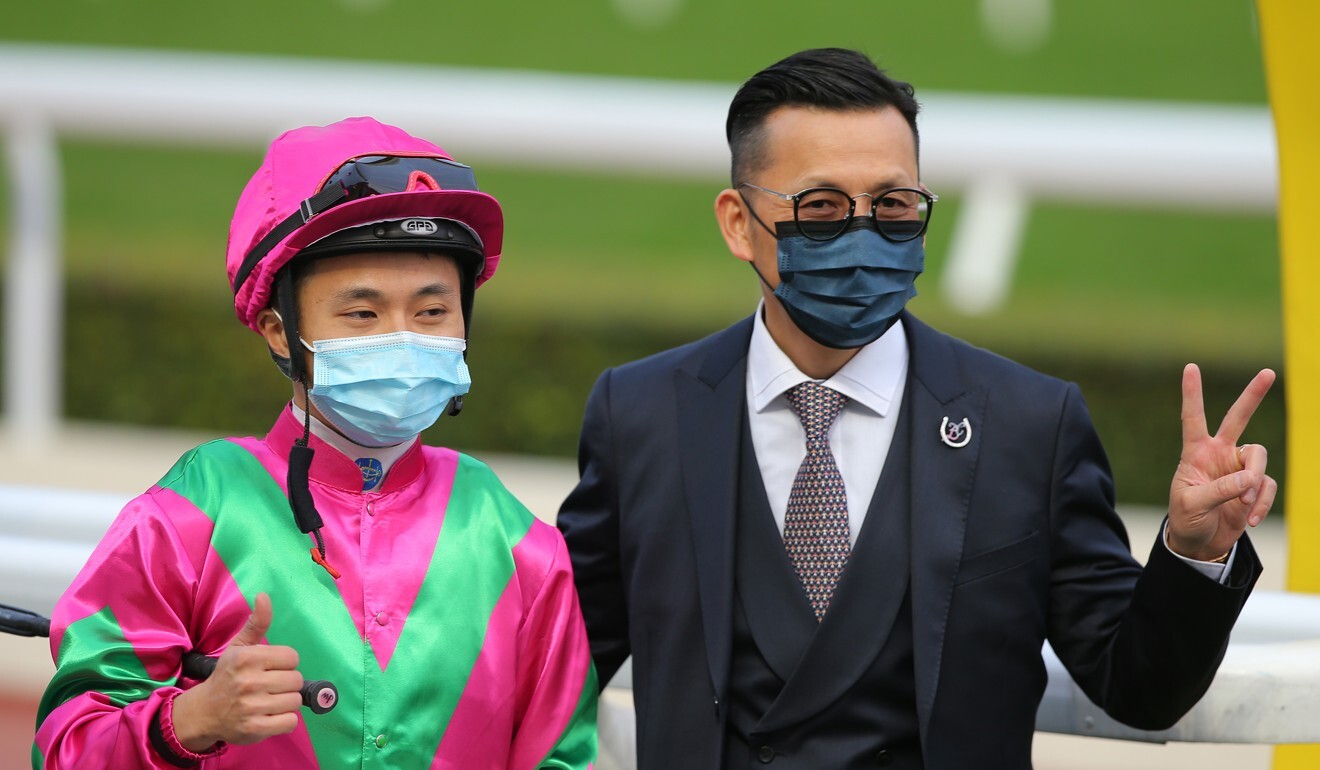 Matthew Poon and Frankie Lor celebrate a victory together this season.