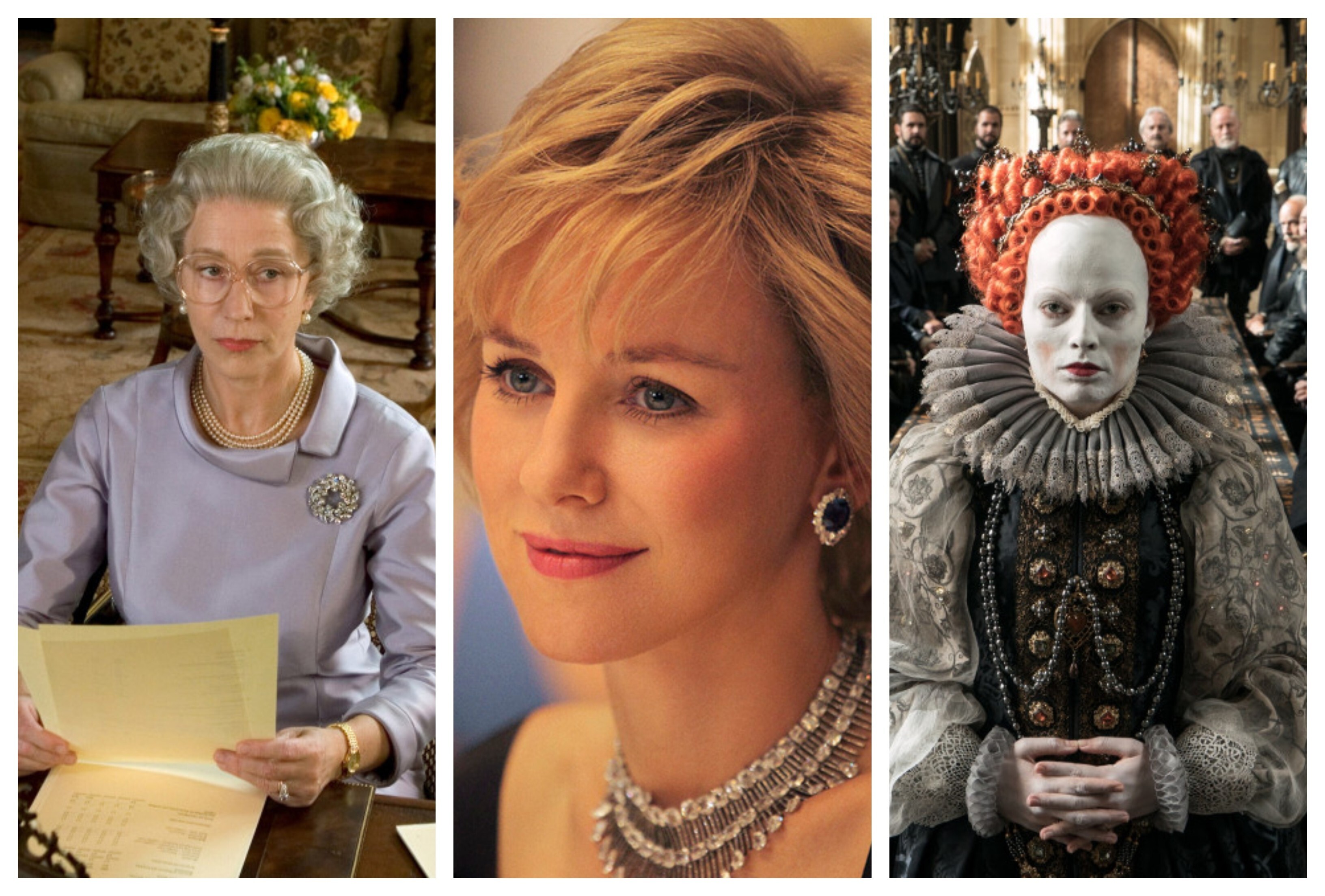 Finished The Crown? Why not binge on more British royal family drama such as, from left, The Queen, Diana or Mary Queen of Scots? Photos: Bang Showbiz