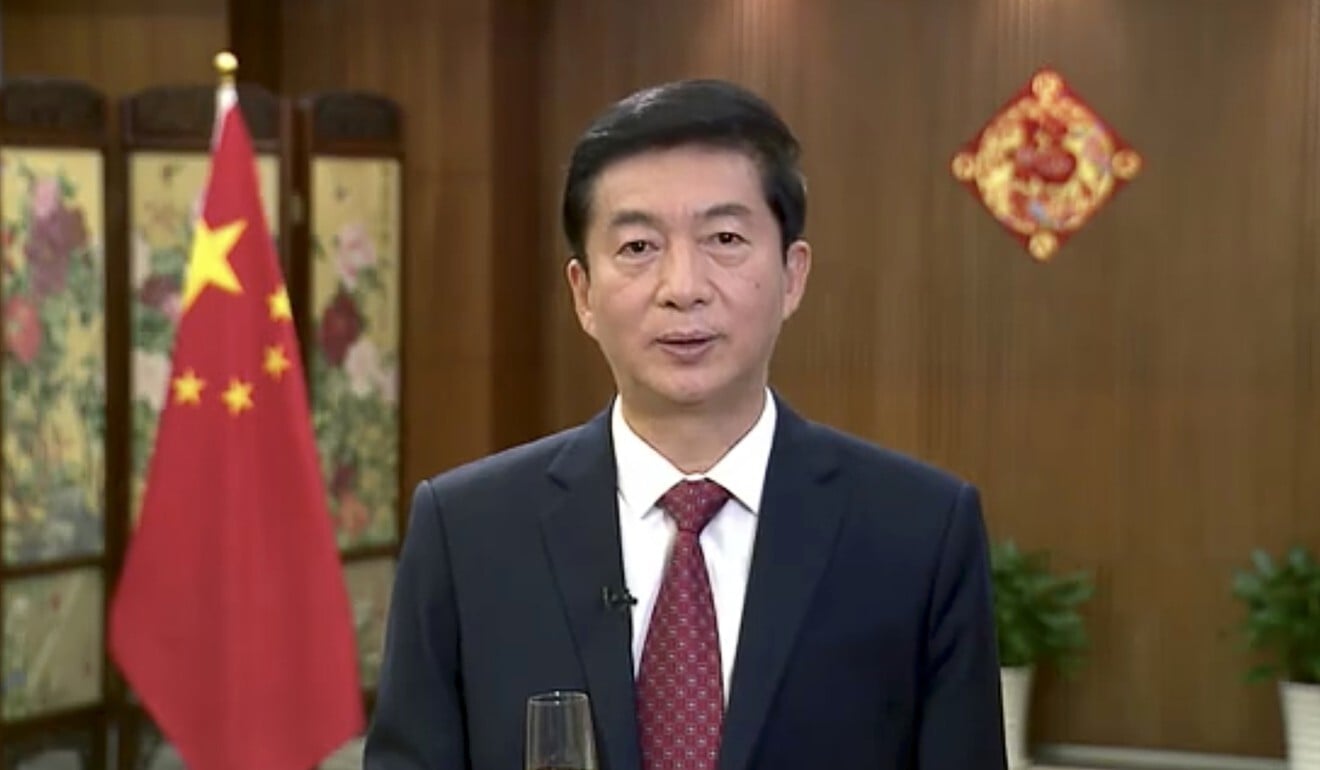 Luo Huining, director of the liaison office, saysœ‘Happy New Year’in Cantonese. Photo: Handout