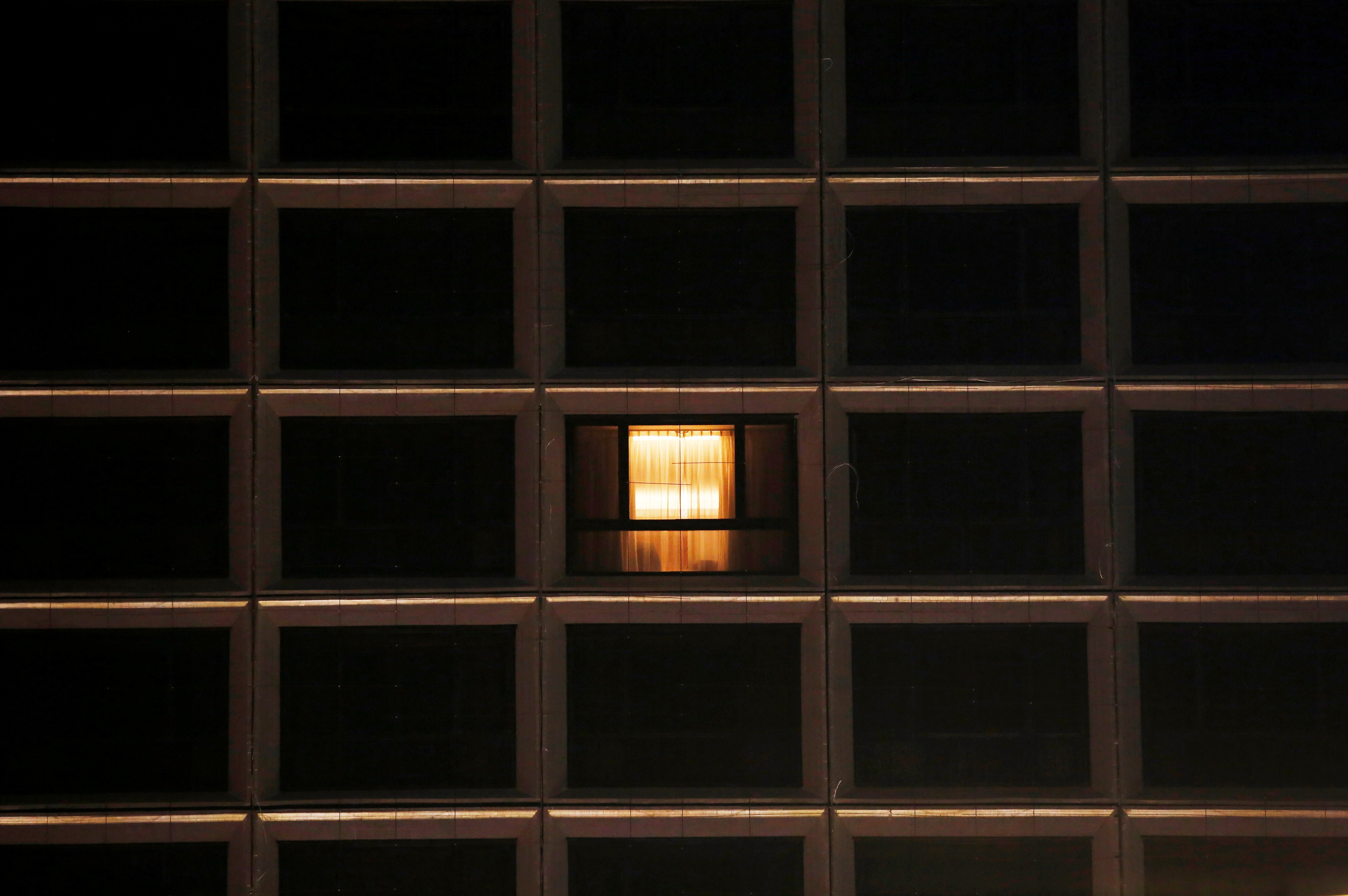 A lit window at a hotel in Hong Kong, amid the coronavirus pandemic. The tourism and hospitality industry is in a desperate situation and companies’ survival is at stake. Photo: Reuters