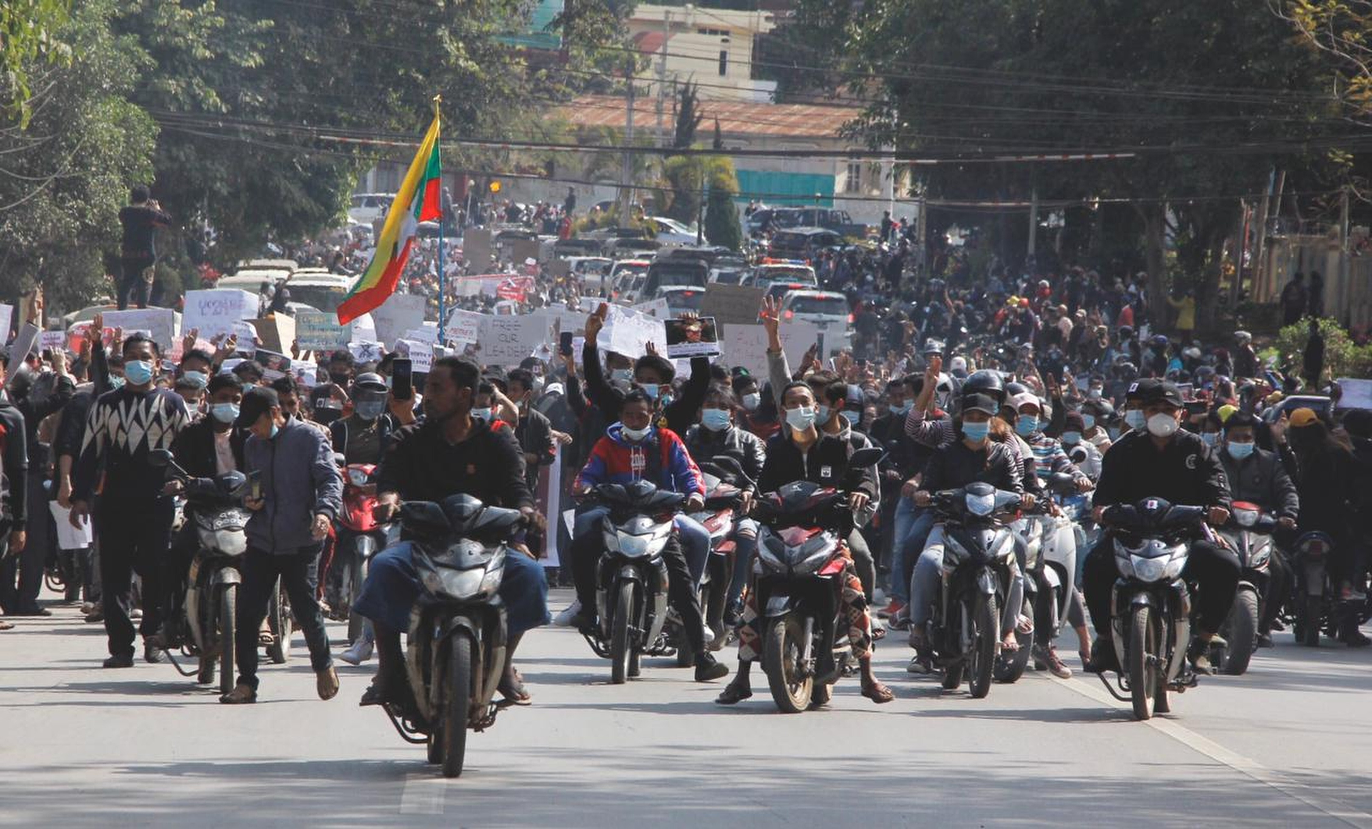 Anti-military government protests spread to the northern town of Lashio in Myanmar. Photo: Handout