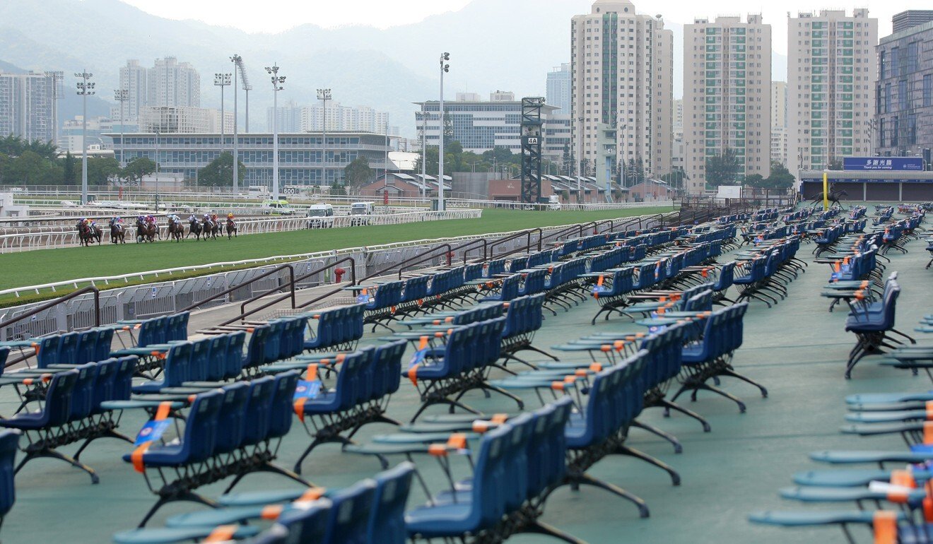 Horses race in front of an empty Sha Tin grandstand. Photo: Kenneth Chan