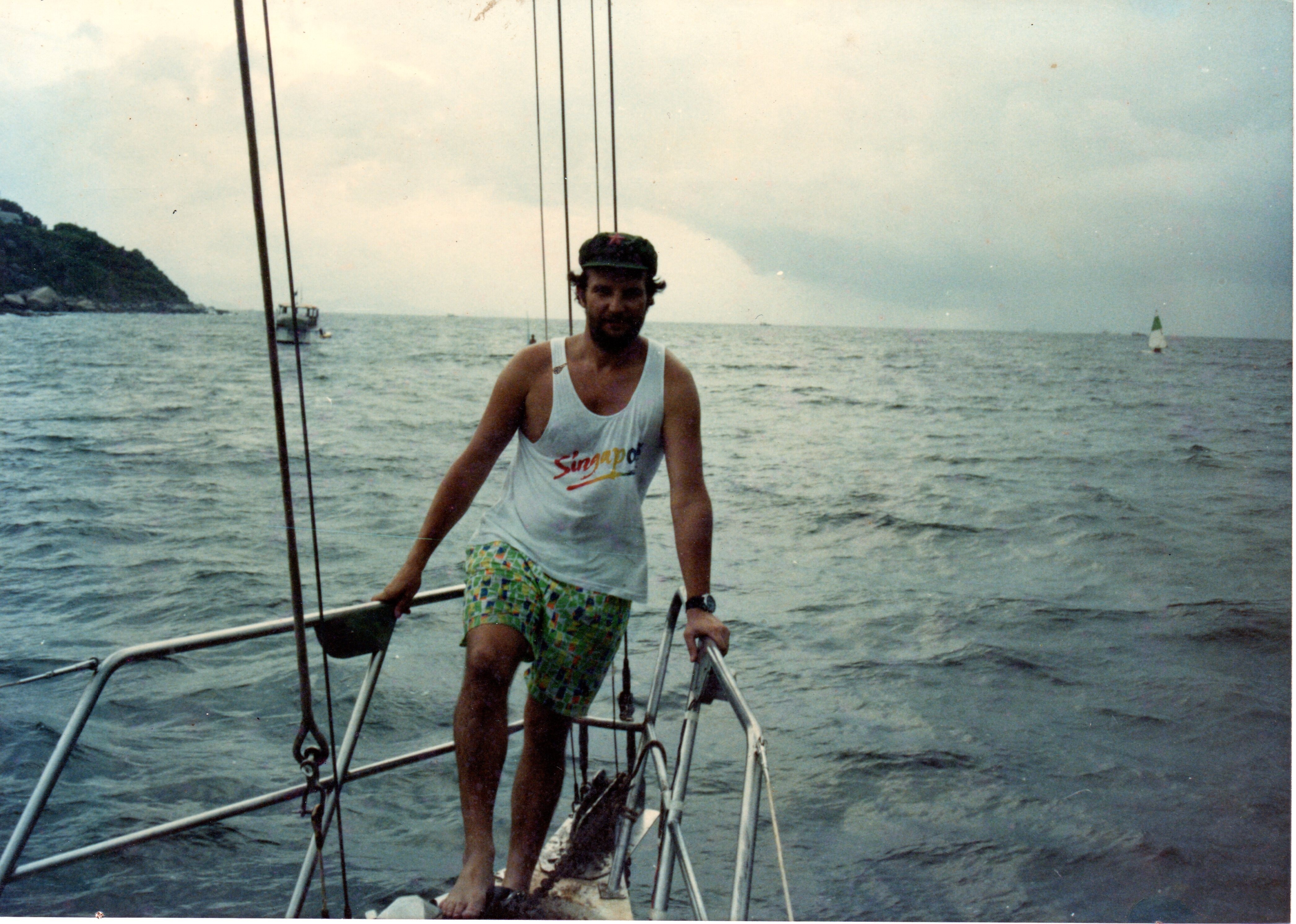 Then Chief Inspector Rod Mason aboard the Oui yacht as an undercover crew member in 1988 during a major international drugs operation in Hong Kong. Photo: Courtesy of Rod Mason