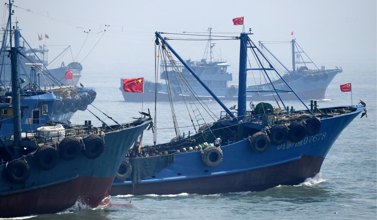 Chinese fishing vessels leave a port in Fujian province on August 16, 2020, when the government’s suspension of fishing in the East China Sea ended. Photo: Kyodo