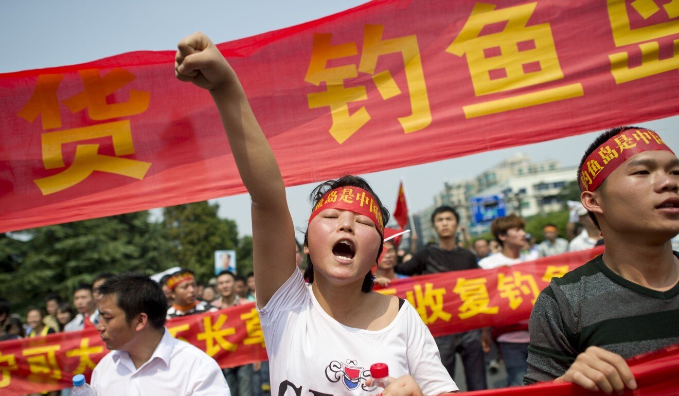 A Chinese demonstrator shouts slogans during a protest in Hangzhou on September 18, 2012, against Japan’s “nationalising” of the Diaoyu Islands. Photo: AFP