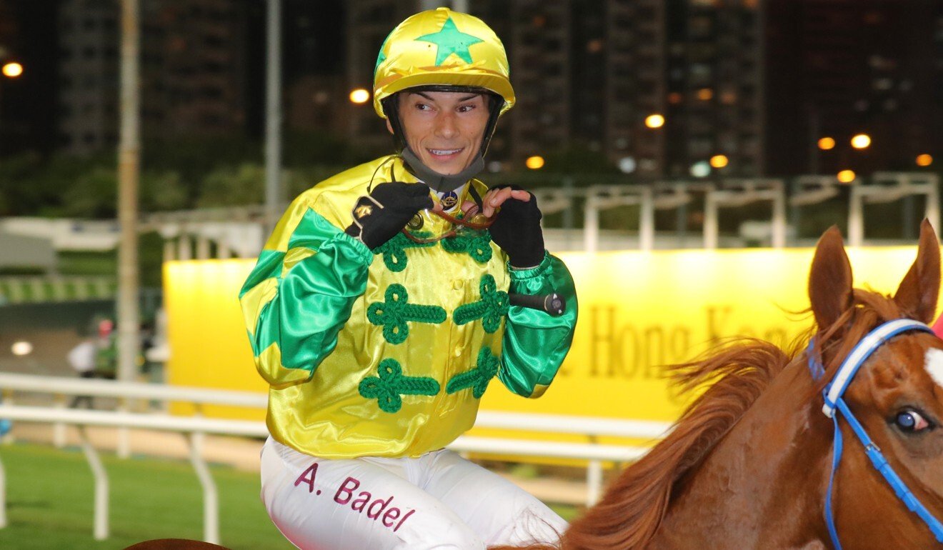 Alexis Badel is all smiles after saluting aboard Sky Field on Wednesday night.