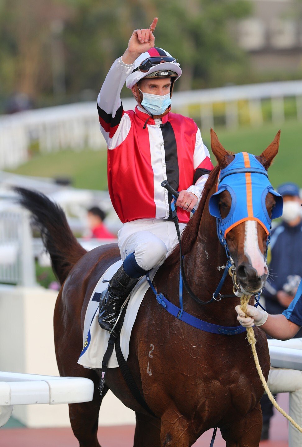 Chad Schofield salutes following a winner this season.