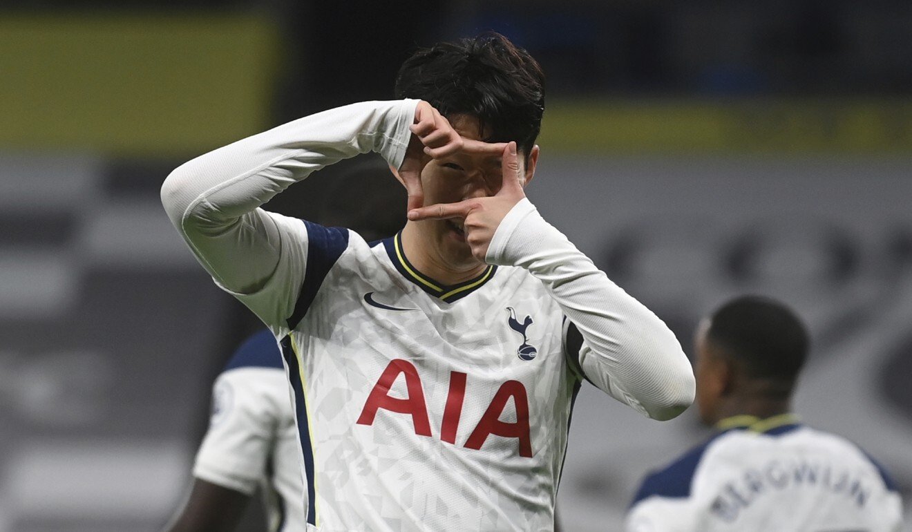Tottenham's Son Heung-min celebrates after scoring his side's opening goal against Manchester City in the English Premier League in London, England in November 2020. Photo: AP