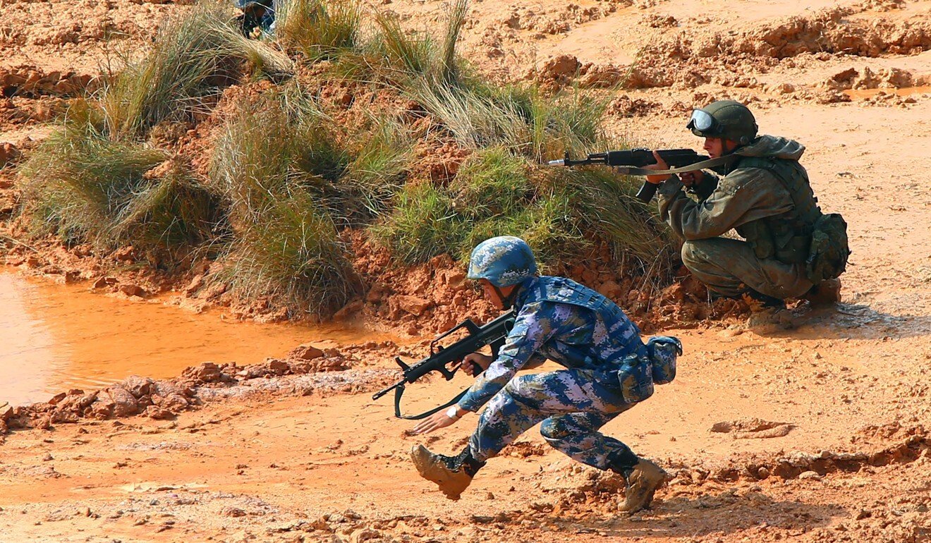 Chinese and Russian marines take part in a joint naval drill in Zhanjiang, in south China's Guangdong province, in 2016. Photo: Xinhua