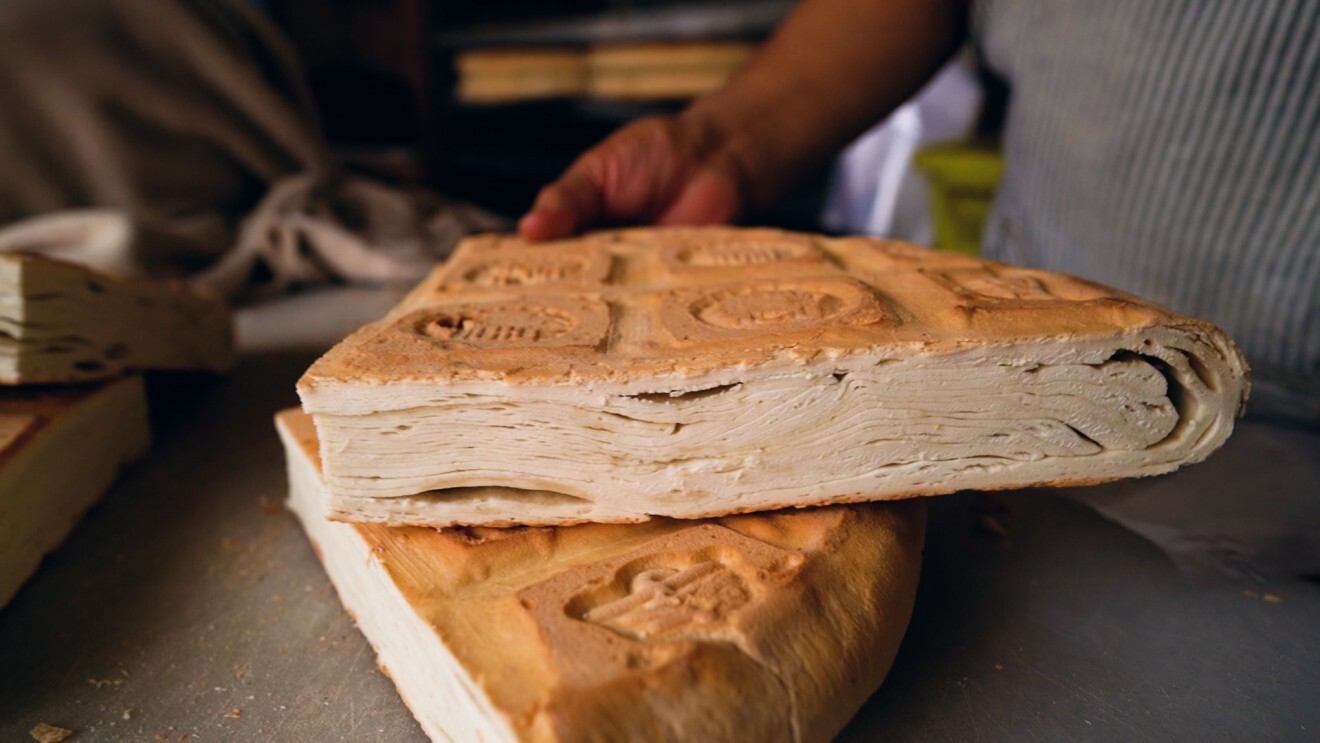 A guobing consists of many layers of dough. Photo: Frentee Ji