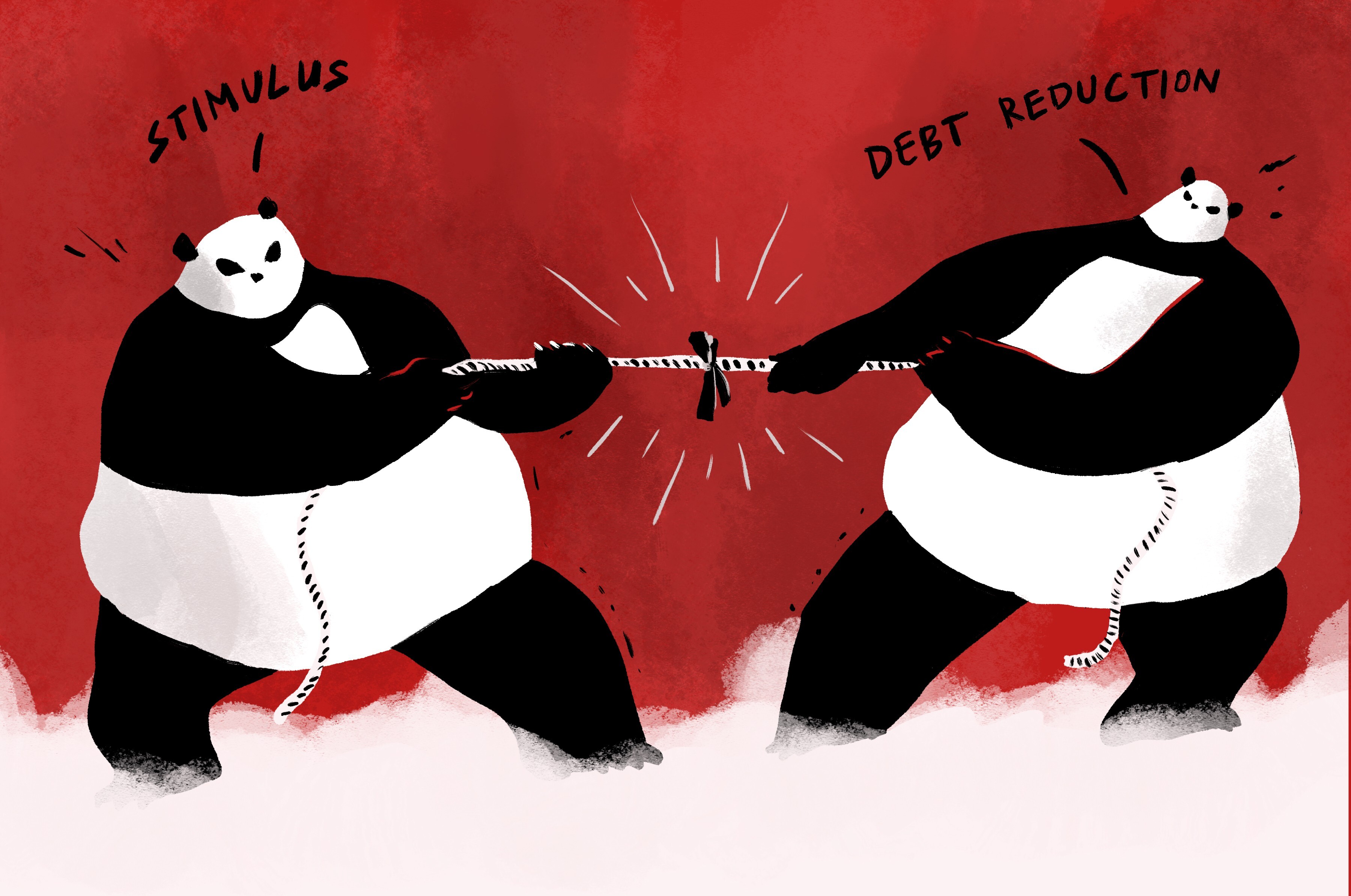 Beijing must decide whether further stimulus measures are worth the financial risk, as domestic debt mounts. Illustration: Brian Wang