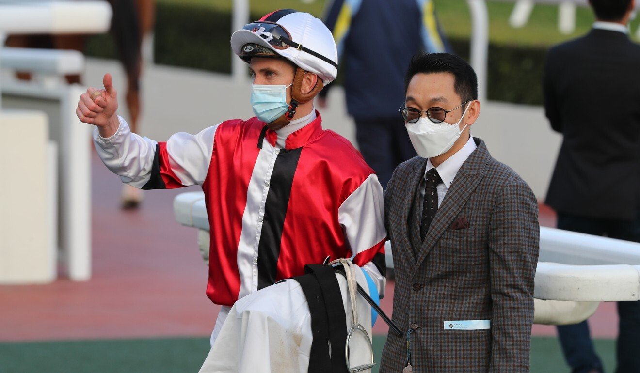 Chad Schofield celebrates winning on Assimilate earlier this season.