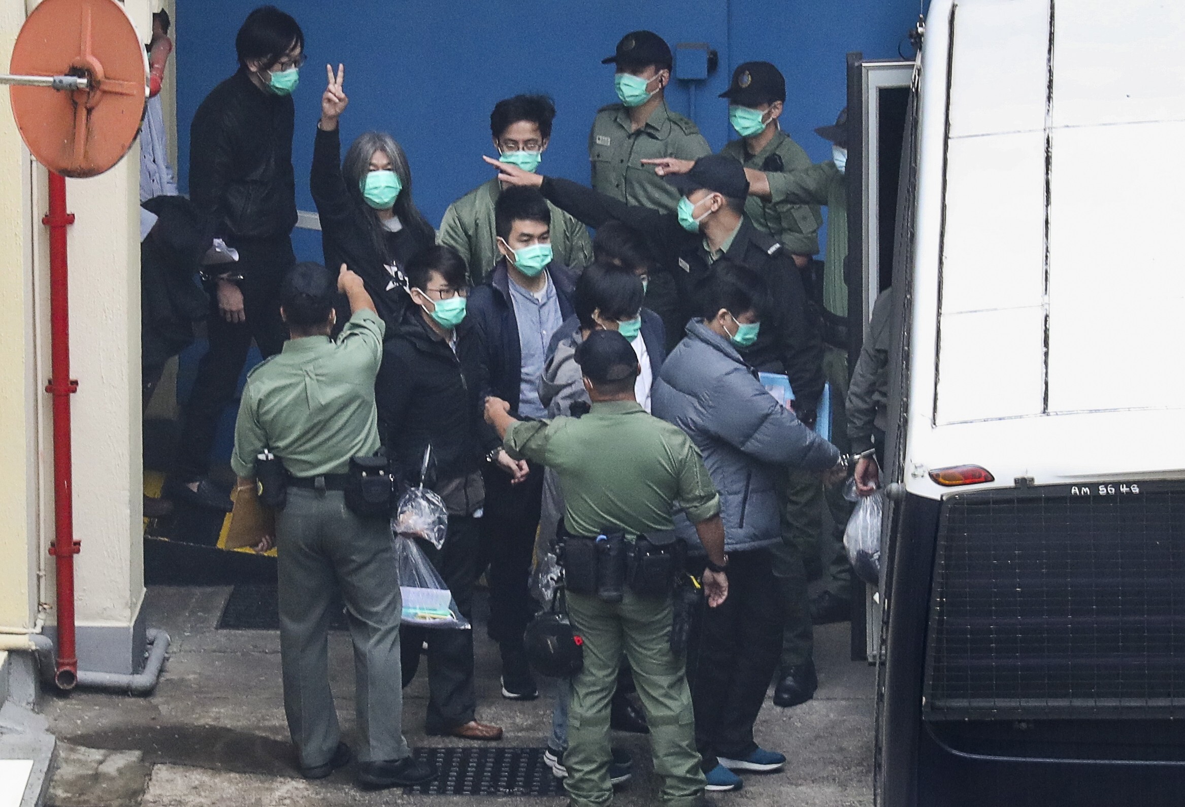 Defendants in Hong Kong’s largest national security law prosecution are taken to court last week. Photo: Dickson Lee