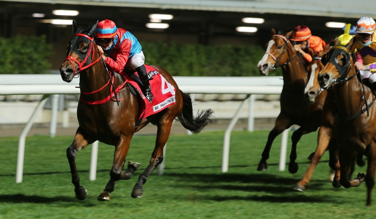 We The South holds off his rivals to land one of his three wins at Happy Valley this season.