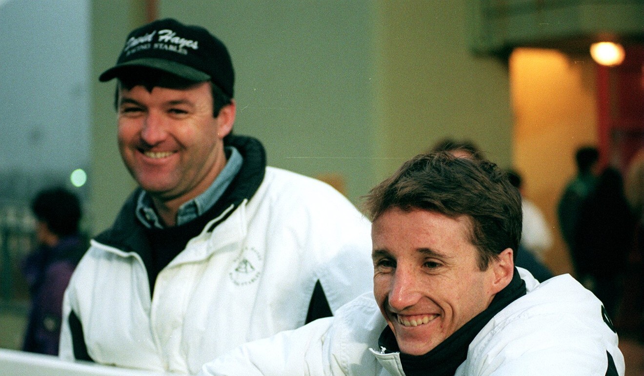 Trainer David Hayes and jockey Damien Oliver at Sha Tin in 1997.