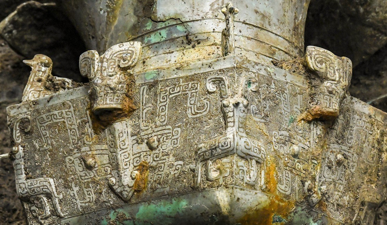 Part of an elaborate bronze ware unearthed at Sanxingdui in southwestern China. Photo: Xinhua