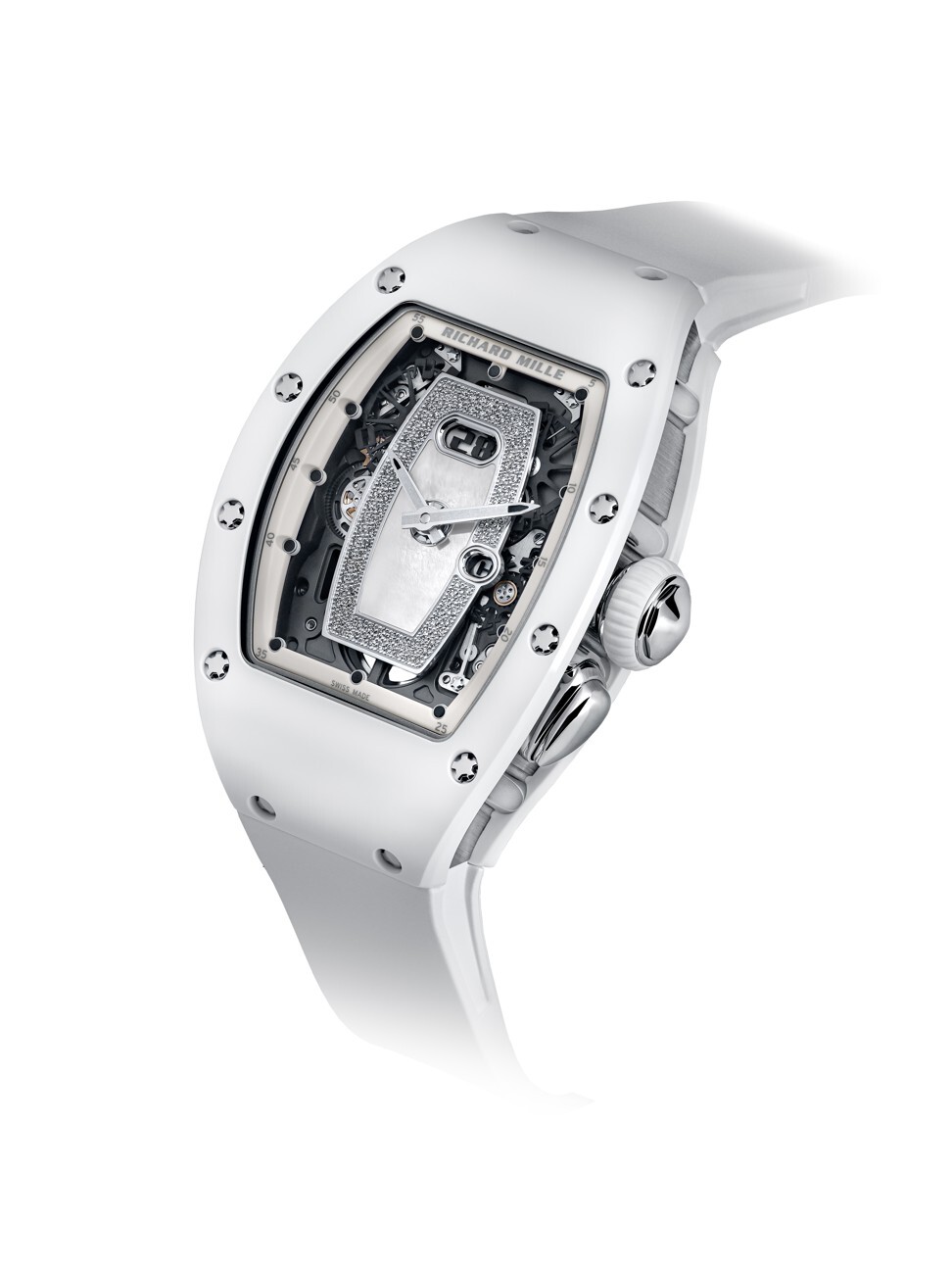 The new RM 037 features a dial embellished with diamonds and mother-of-pearl. Photo: Richard Mille