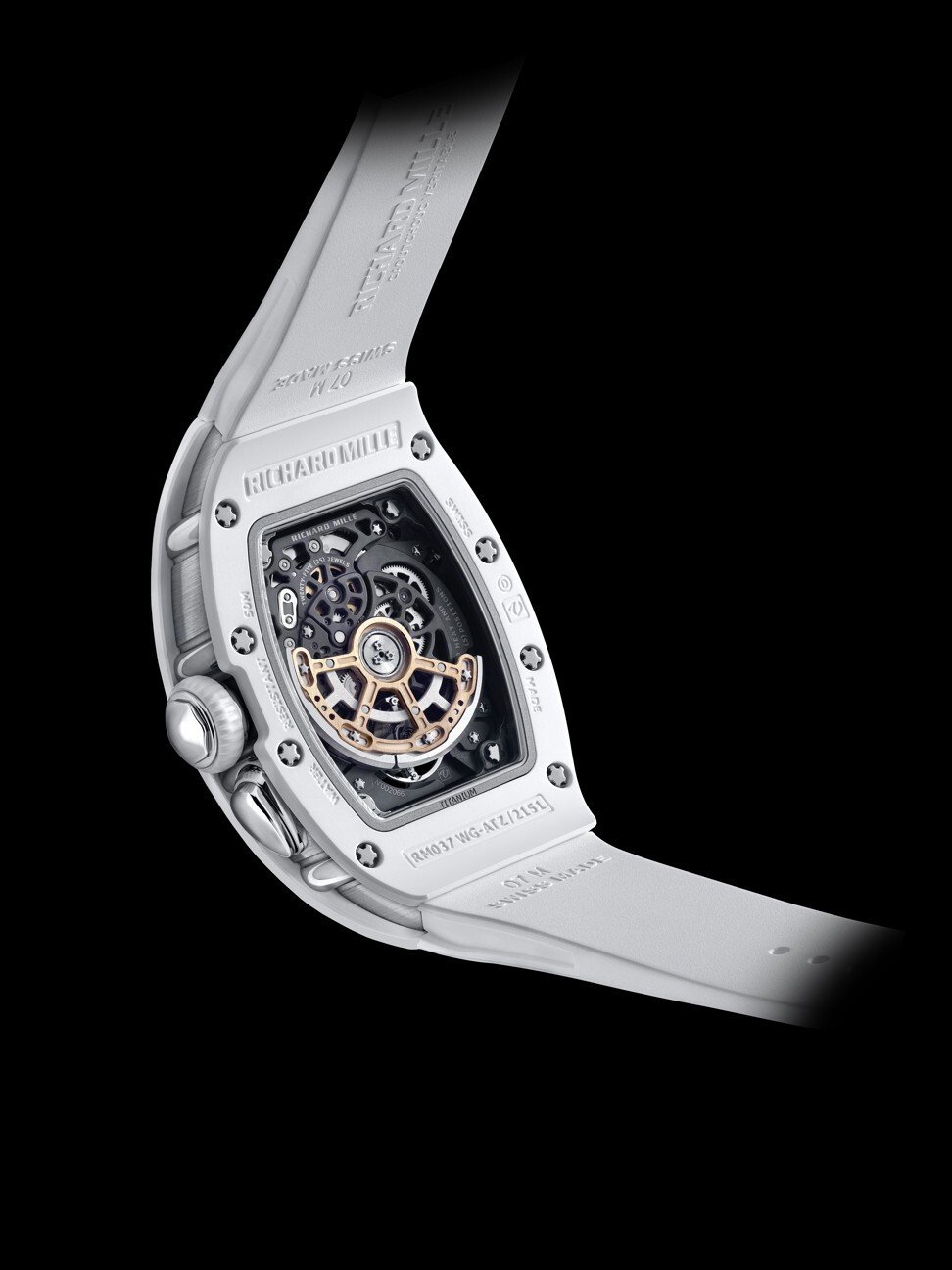 The watch runs on Richard Mille’s CRMA1 calibre featuring a red-gold variable-geometry rotor. Photo: Richard Mille