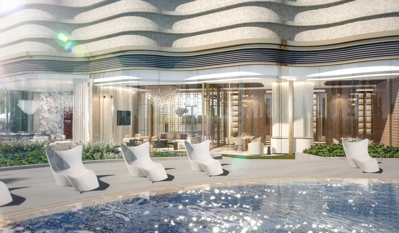 An artist’s impression of one of the two 50-metre outdoor pools at The Jewel clubhouse within the Grand Victoria development.