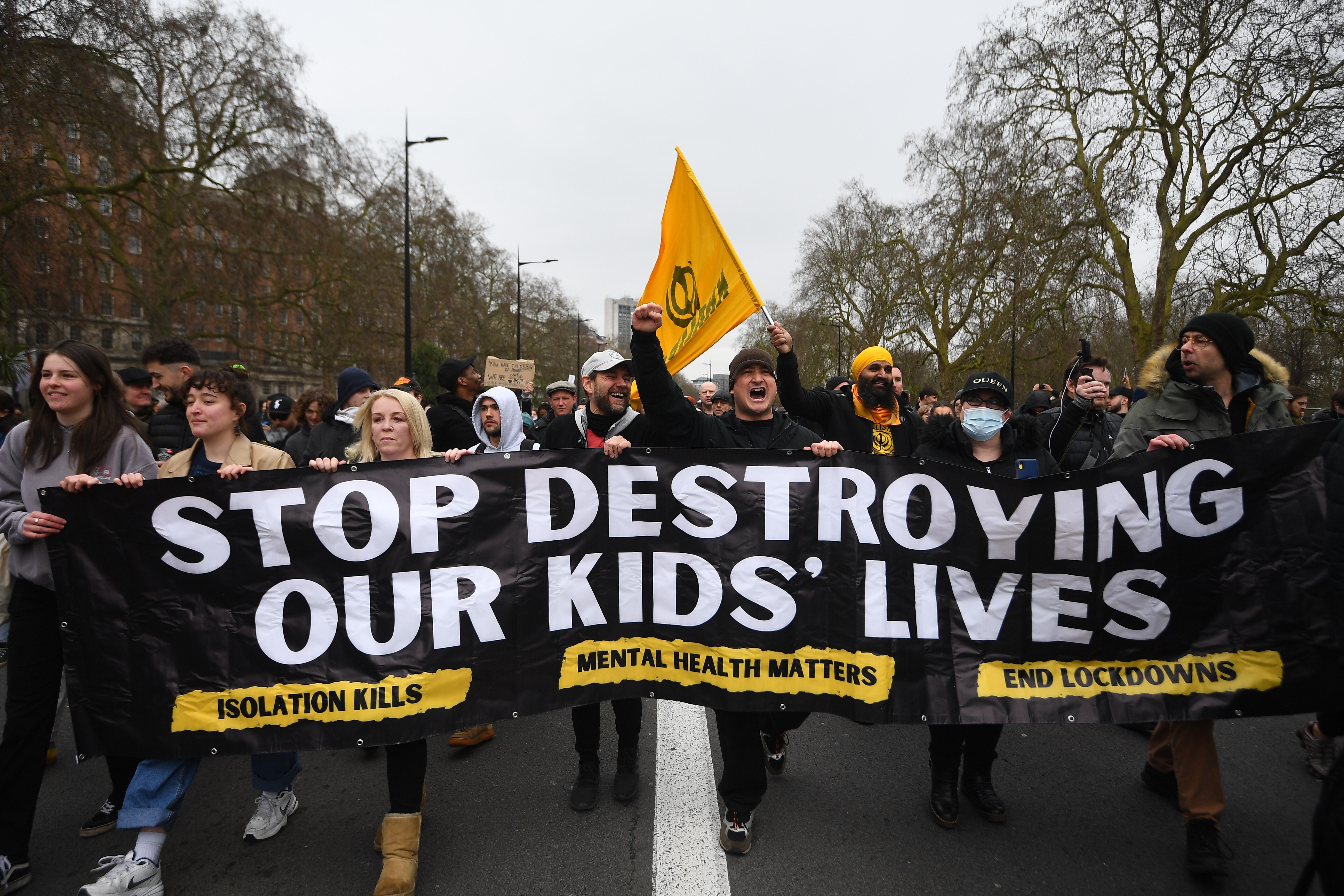 An anti-lockdown protest at London’s Hyde Park on March 20. Numerous journalists said they were verbally abused and threatened, including with death, as they documented the protest. There have been over 600 coronavirus-related violations of press freedom to date. Photo: DPA