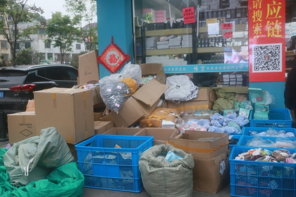Goods piled up in Beixiazhu, waiting to be shipped out. Photo: Tracy Qu.