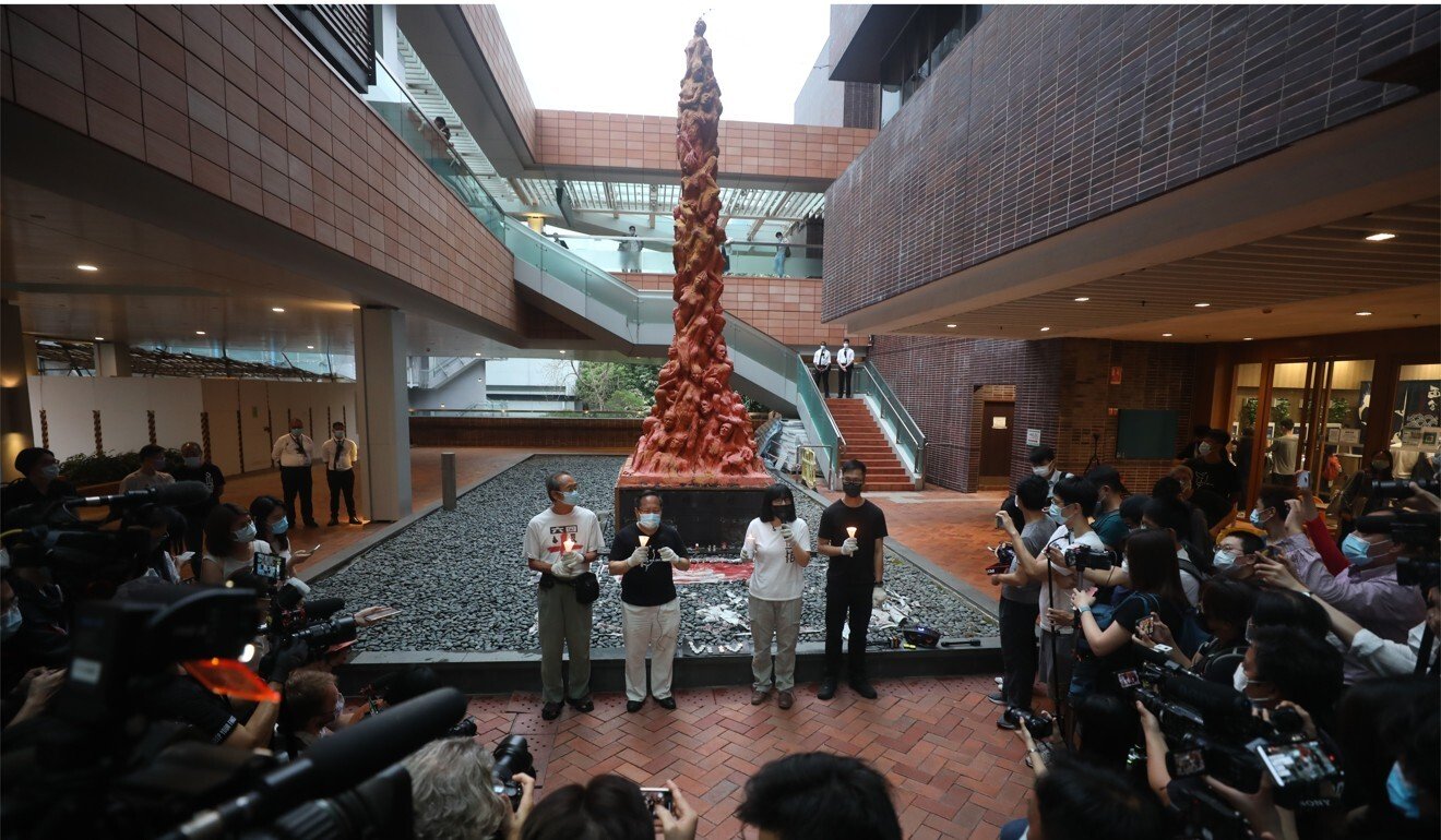 Alliance members address reporters on the HKU campus. Photo: Xiaomei Chen