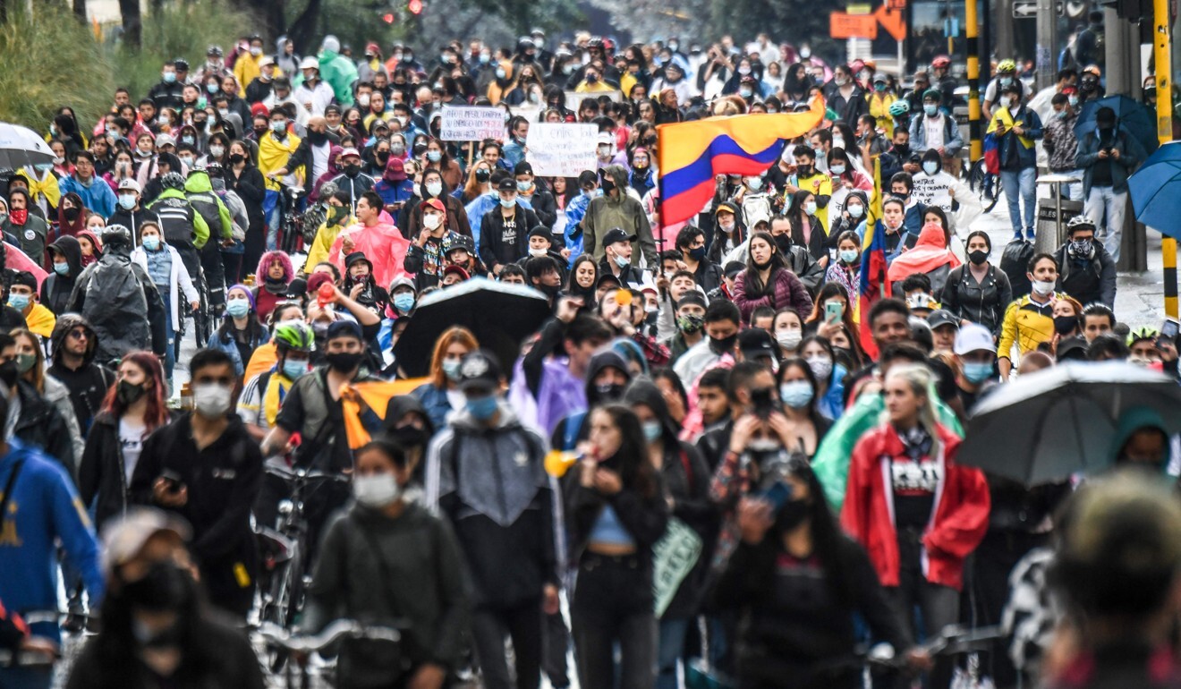 A protest in Bogota, Colombia. Photo: AFP
