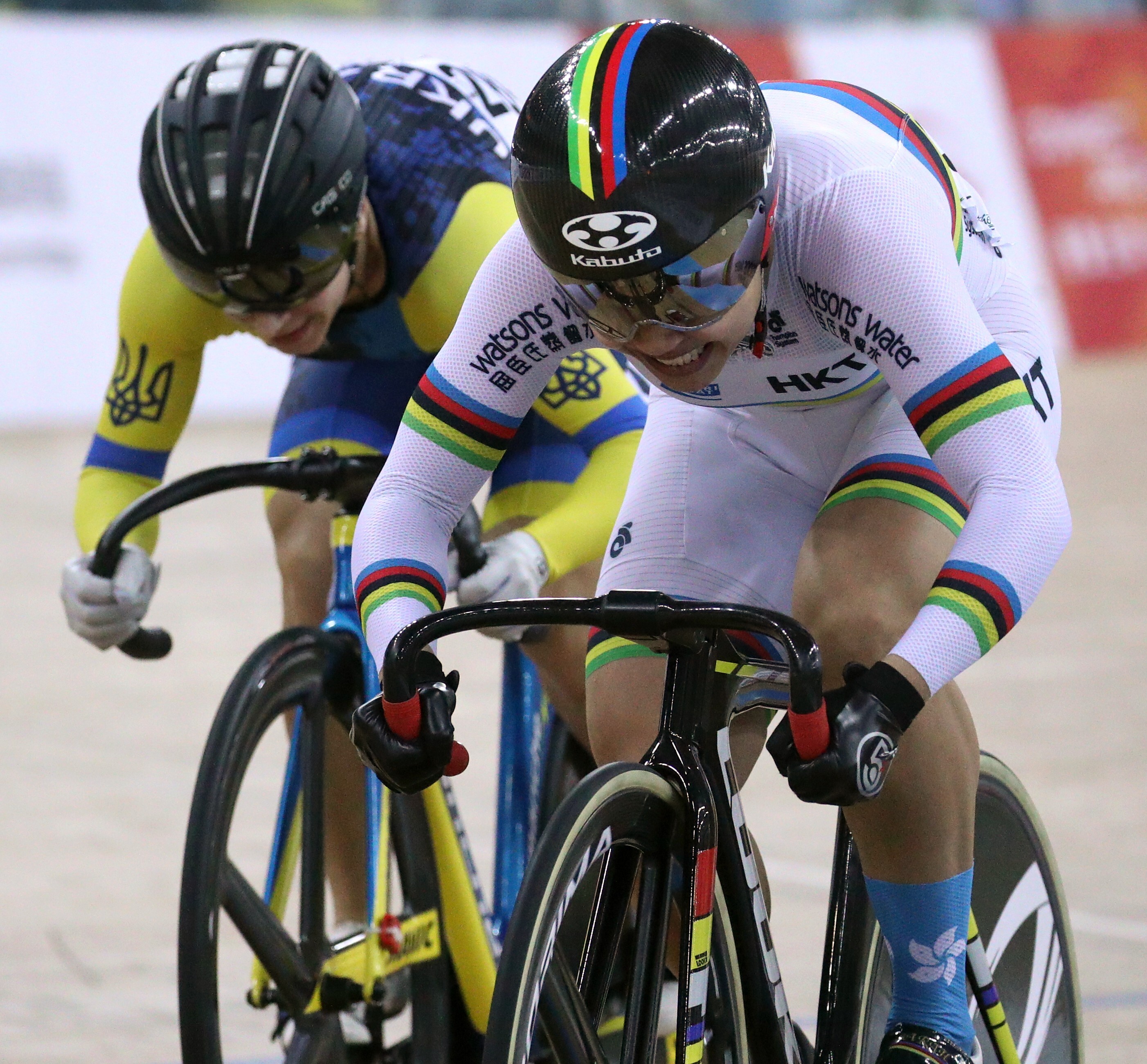 Sarah Lee and Ukraine’s Olena Starikova go at it during the 2019 track cycling World Cup series in Hong Kong. The duo is likely to meet again at the inaugural Nations Cup in Tseung Kwan O. Photo: Winson Wong