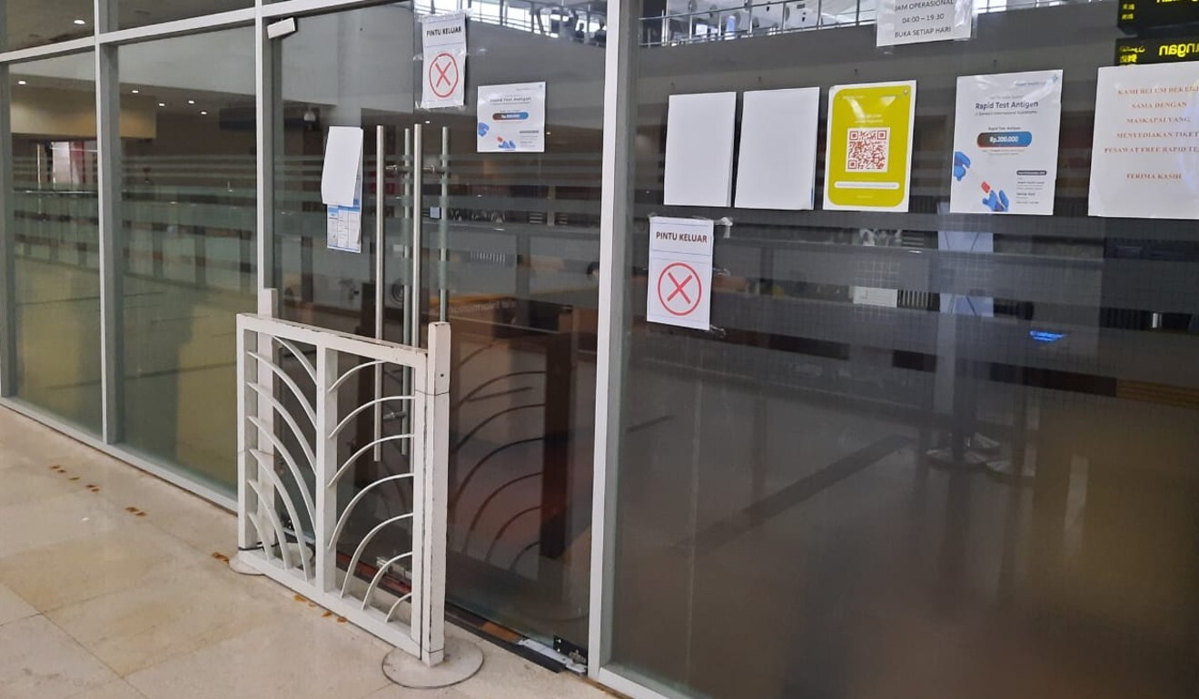 The Kimia Farma testing centre at the airport in Medan has been shut by the police. Photo: Handout