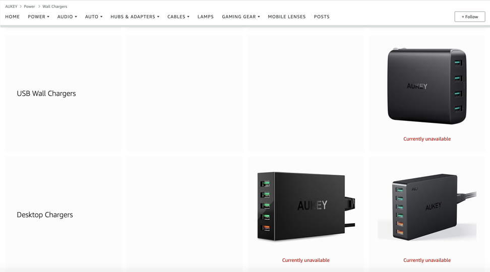 Les Produits Sont Répertoriés Comme «Actuellement Indisponibles» Sur La Boutique Amazon Aukey Le 11 Mai 2021. Photo: Capture D'Écran