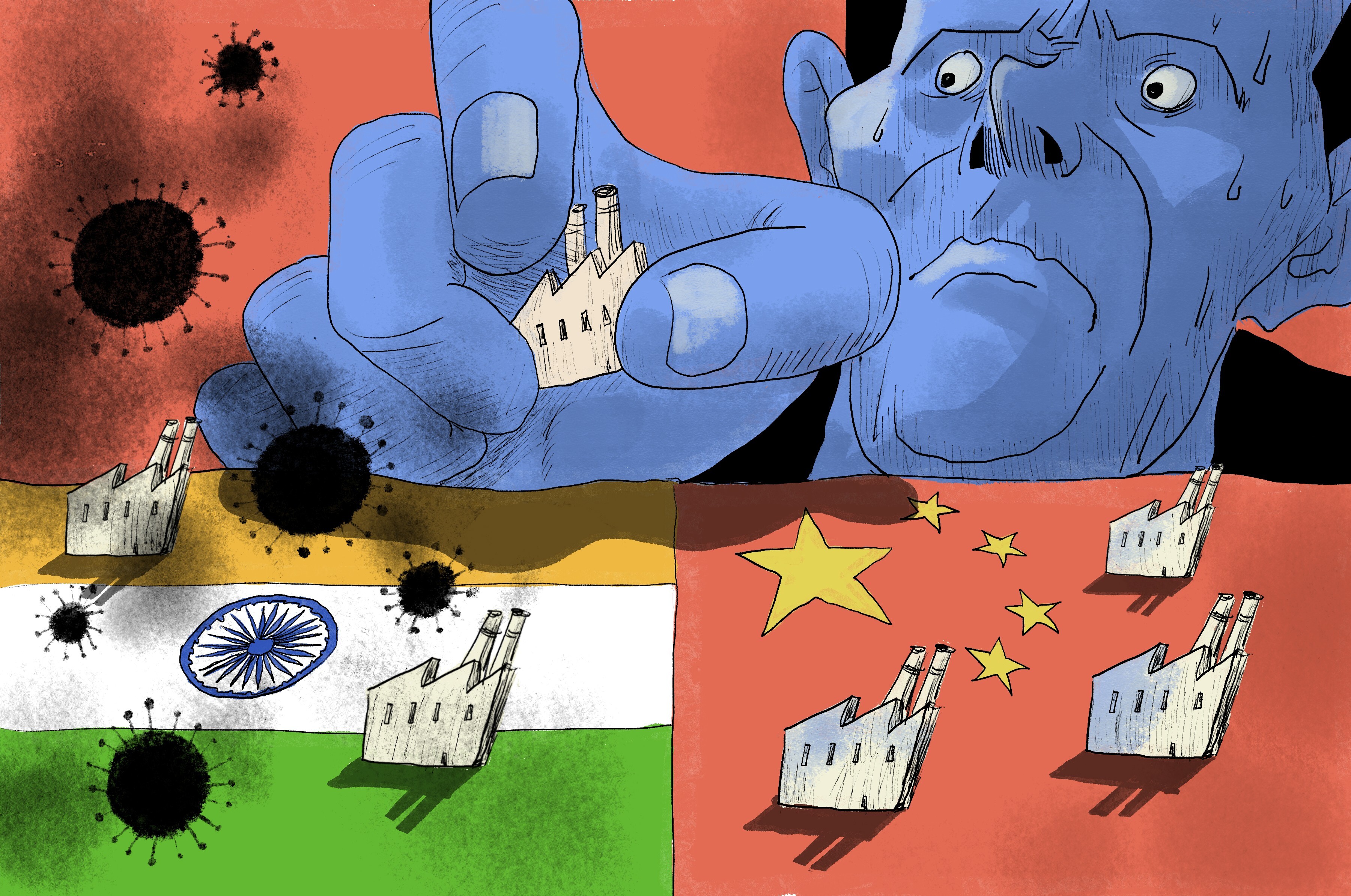 India’s second coronavirus wave is threatening to put many small exporters out of business and slow the country’s economic recovery. Illustration: Brian Wang