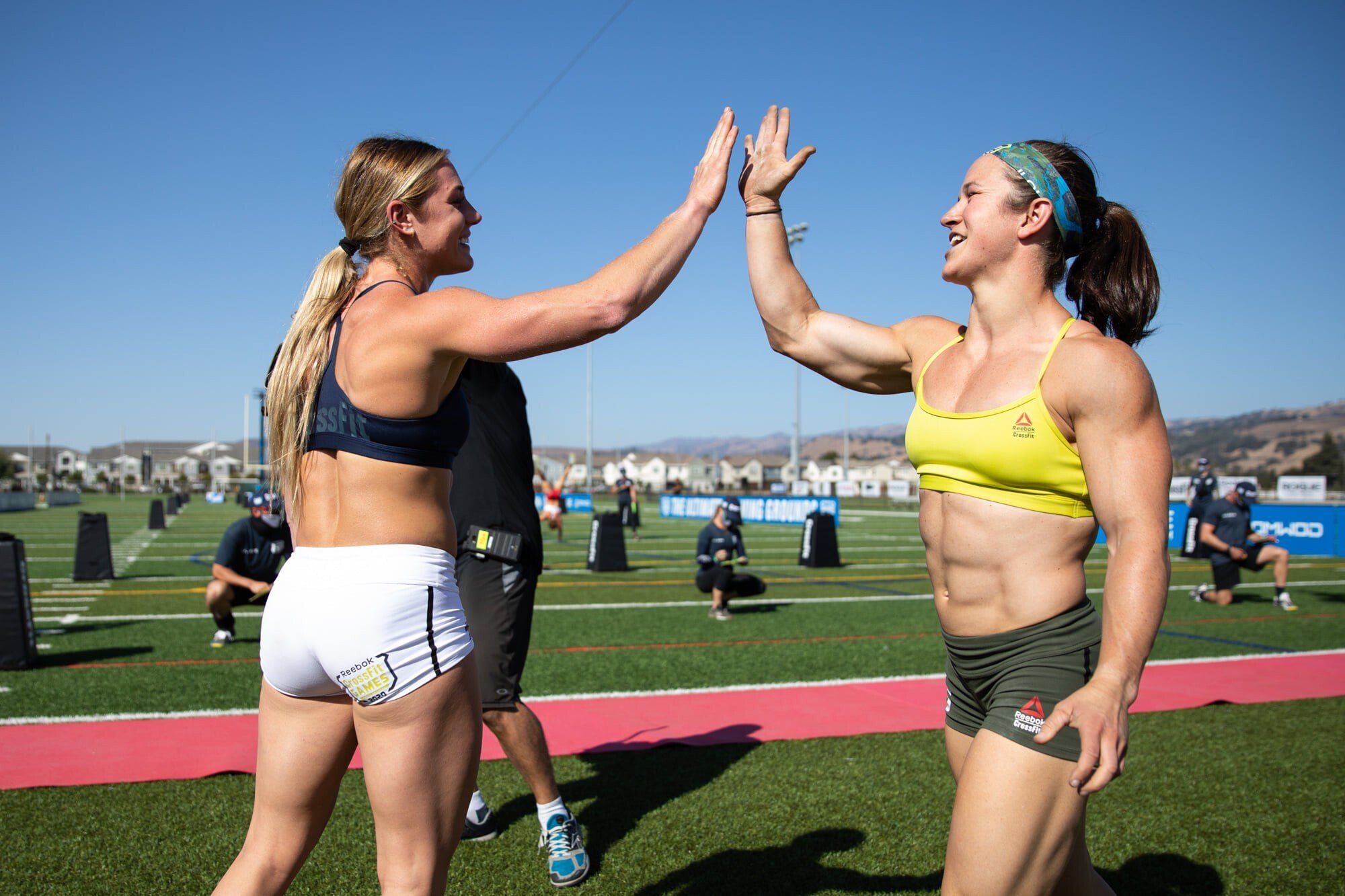 Brooke Wells and Kari Pearce at the 2020 CrossFit Games. Both are looking to upset Tia-Clair Toomey this season as the Australian chases her fifth title. Photo: CrossFit Games