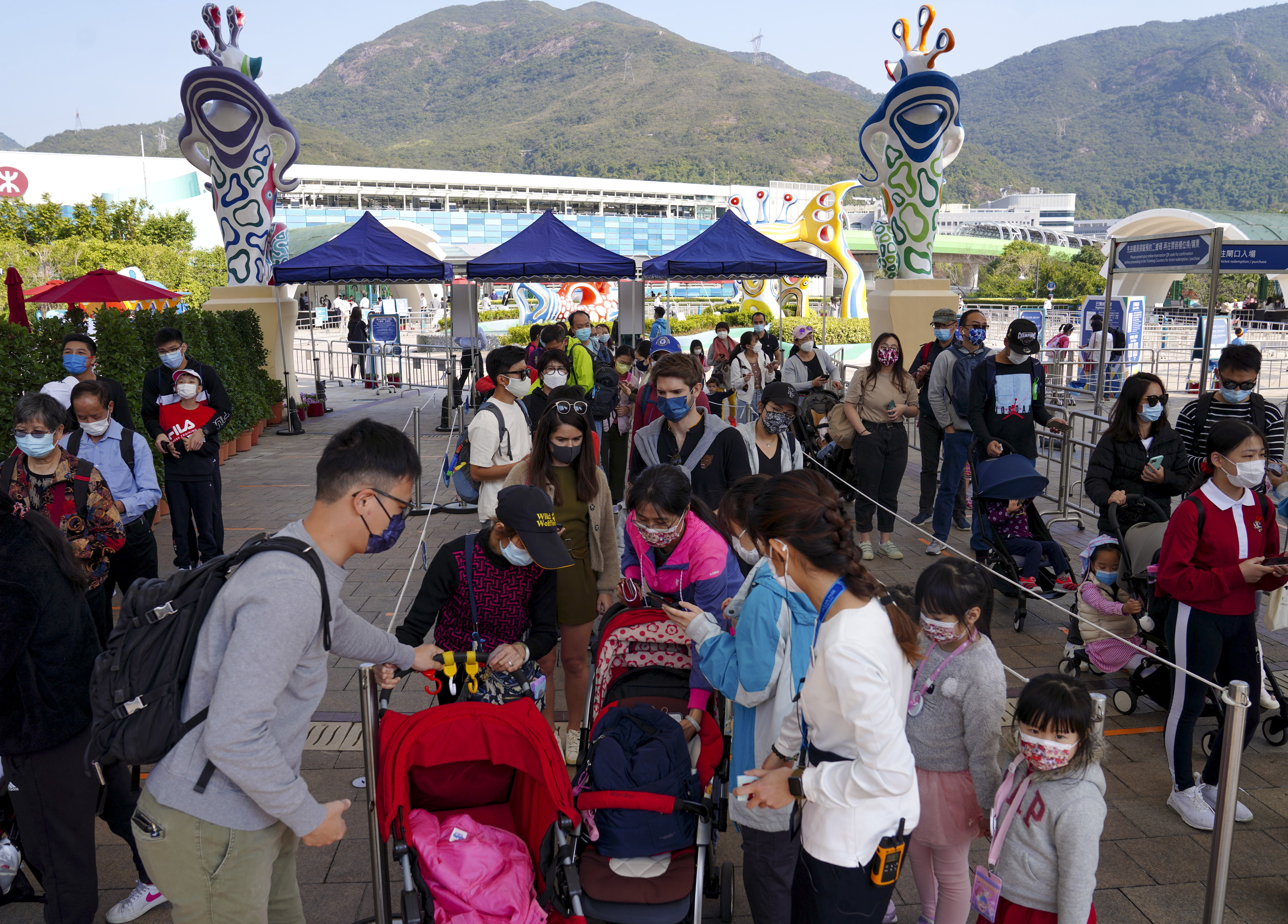 Ocean Park reopens and welcomes back guests on February 18 after social distancing rules were eased. Photo: Sam Tsang