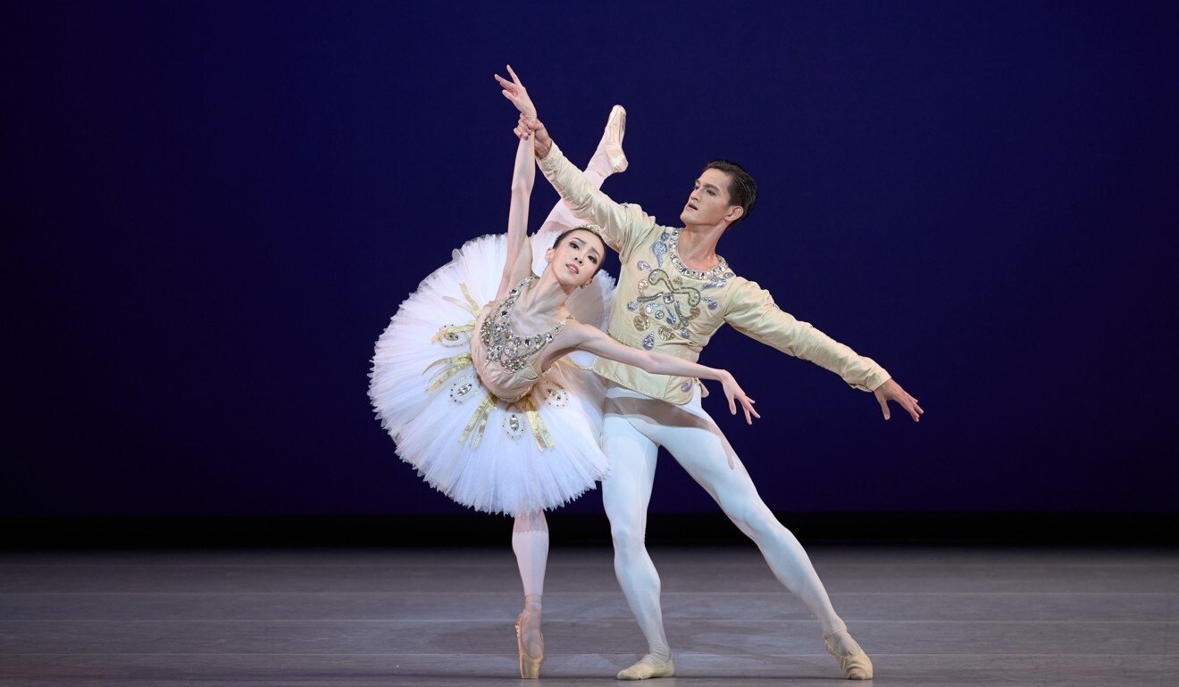 Chen Zhiyao and Garry Corpuz shone technically and danced lyrically in Hong Kong Ballet’s performance of Diamonds, part of Balanchine’s Jewels. Photo: Hong Kong Ballet/Tony Luk