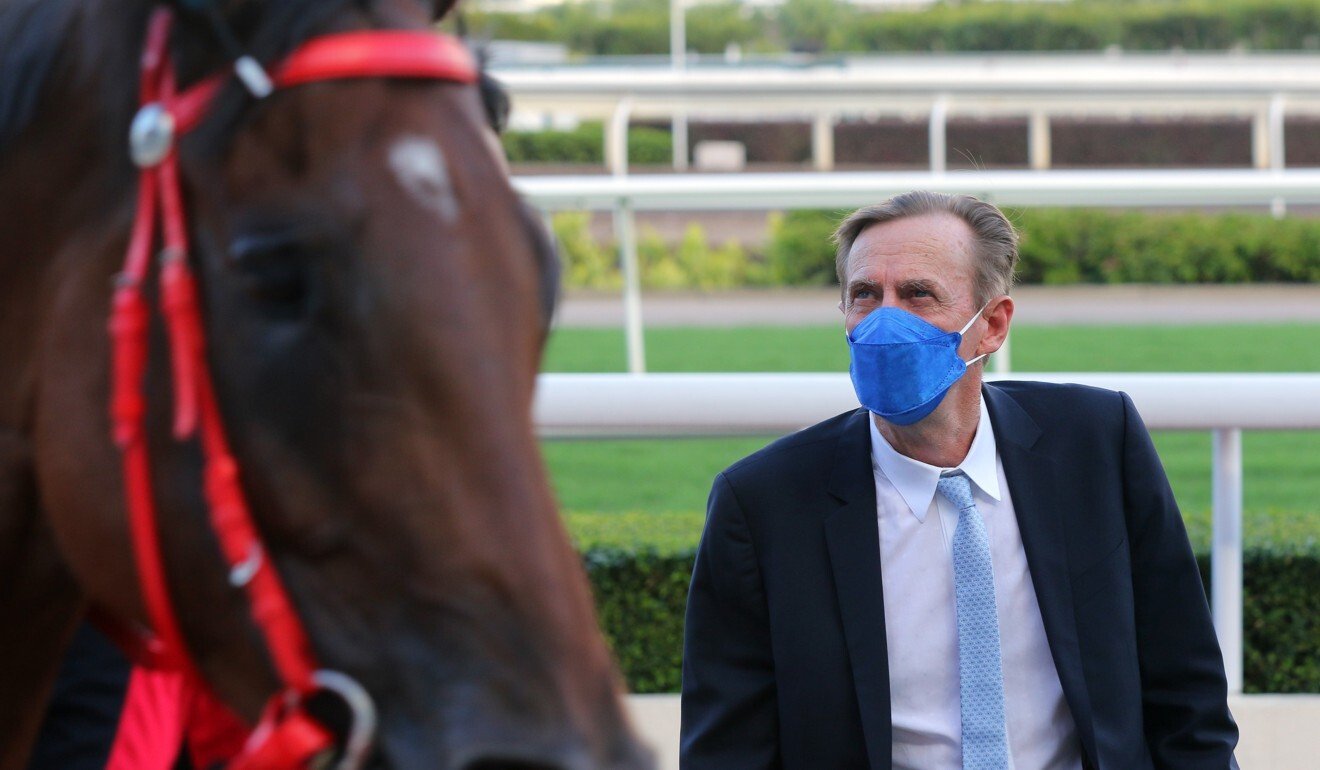 Trainer John Size looks over Beauty Fit after the galloper’s recent victory.