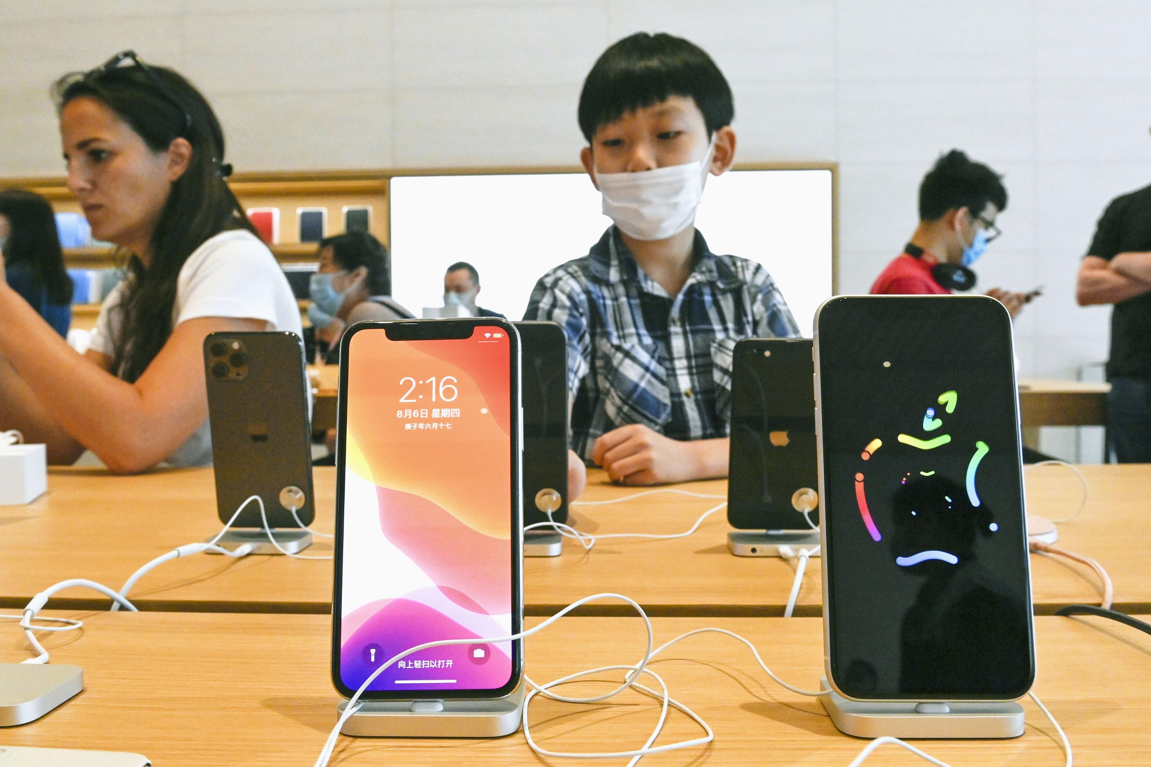 A Beijing Apple store’s iPhone display. China is an important market for Apple products, as well as being a key supply chain partner. Photo: Kyodo