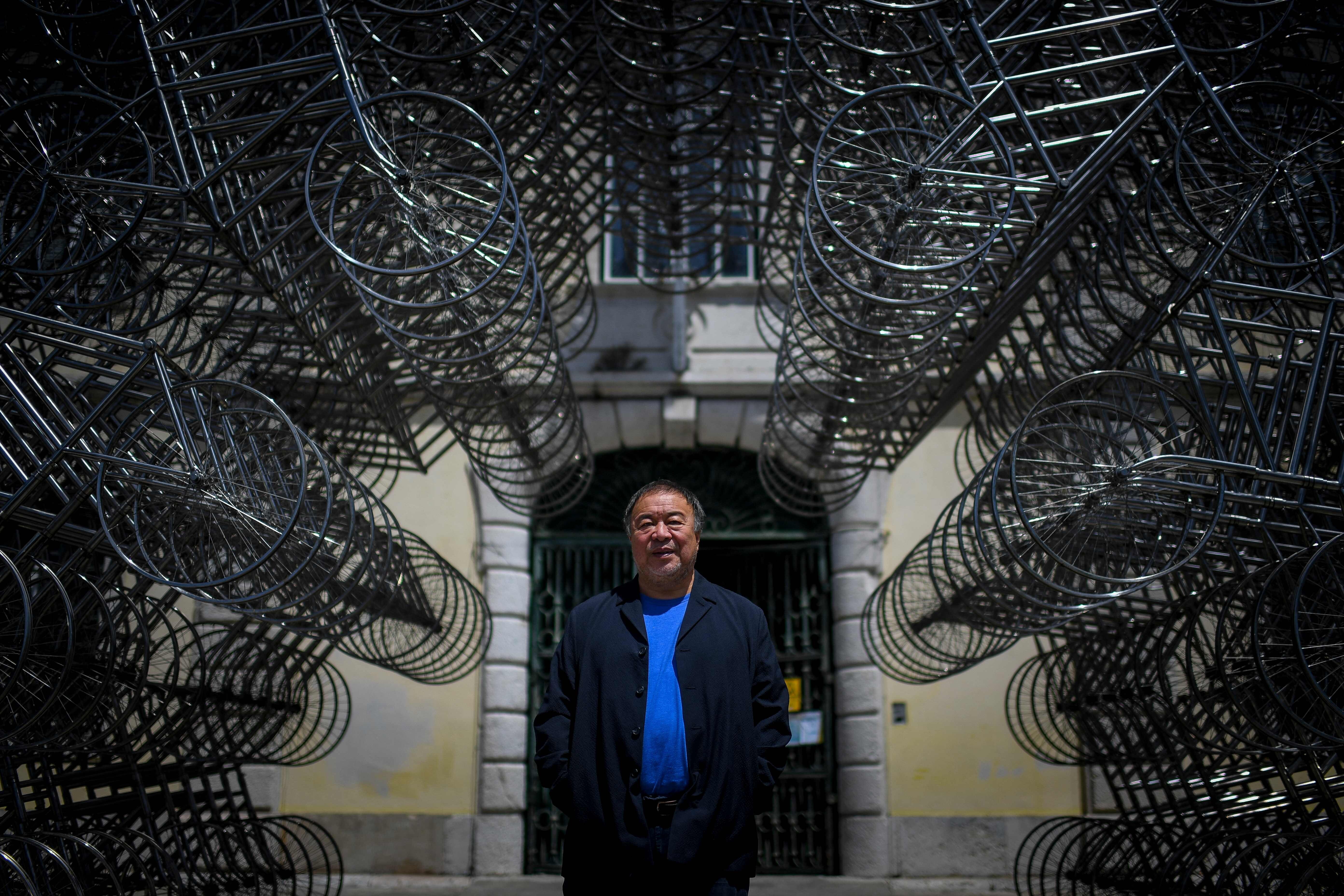 Chinese artist Ai Weiwei poses at his exhibition “Rapture” at the Cordoaria Nacional exhibition centre in Lisbon on Thursday. Photo: AFP