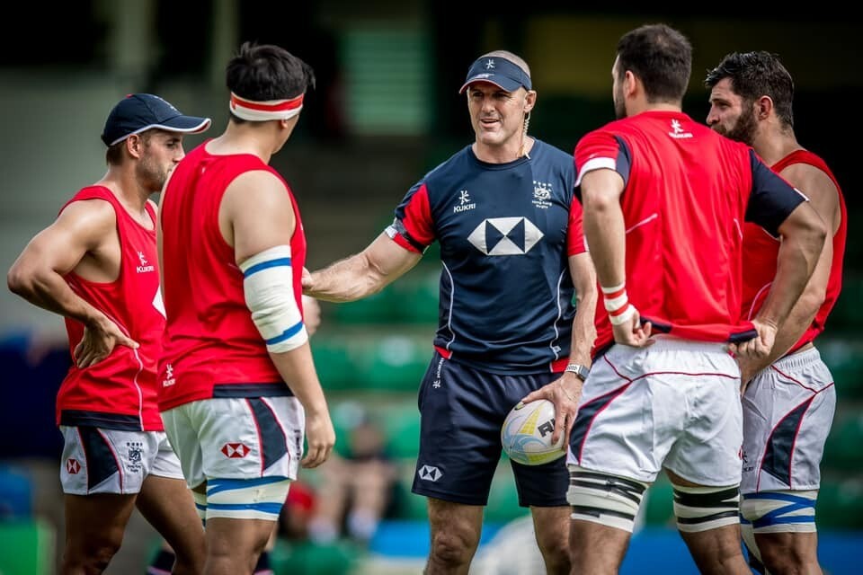 Hong Kong national men's 15s interim coach Craig Hammond in a training session ahead of an Asia Rugby Championship game in Hong Kong in 2019. Photo: HKRU