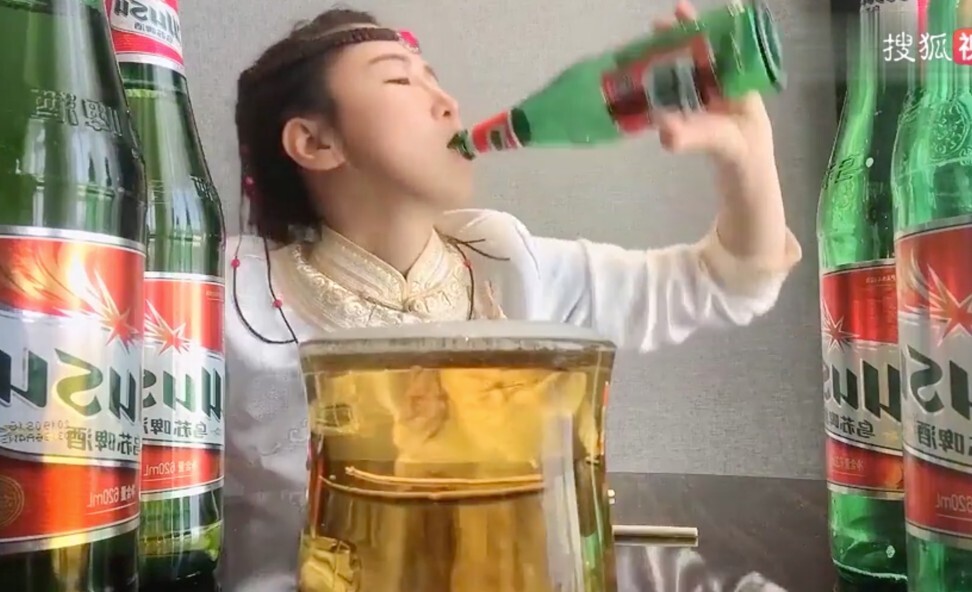 Handout image shows binge drinkers consuming beer on social media in China. There has been a backlash against binge-drinking live-streamers after authorities previously cracked down on mukbang, or binge-eating live-streamers. A man died in 2019 from binge drinking while chasing live-streaming views. Photo: Sohu