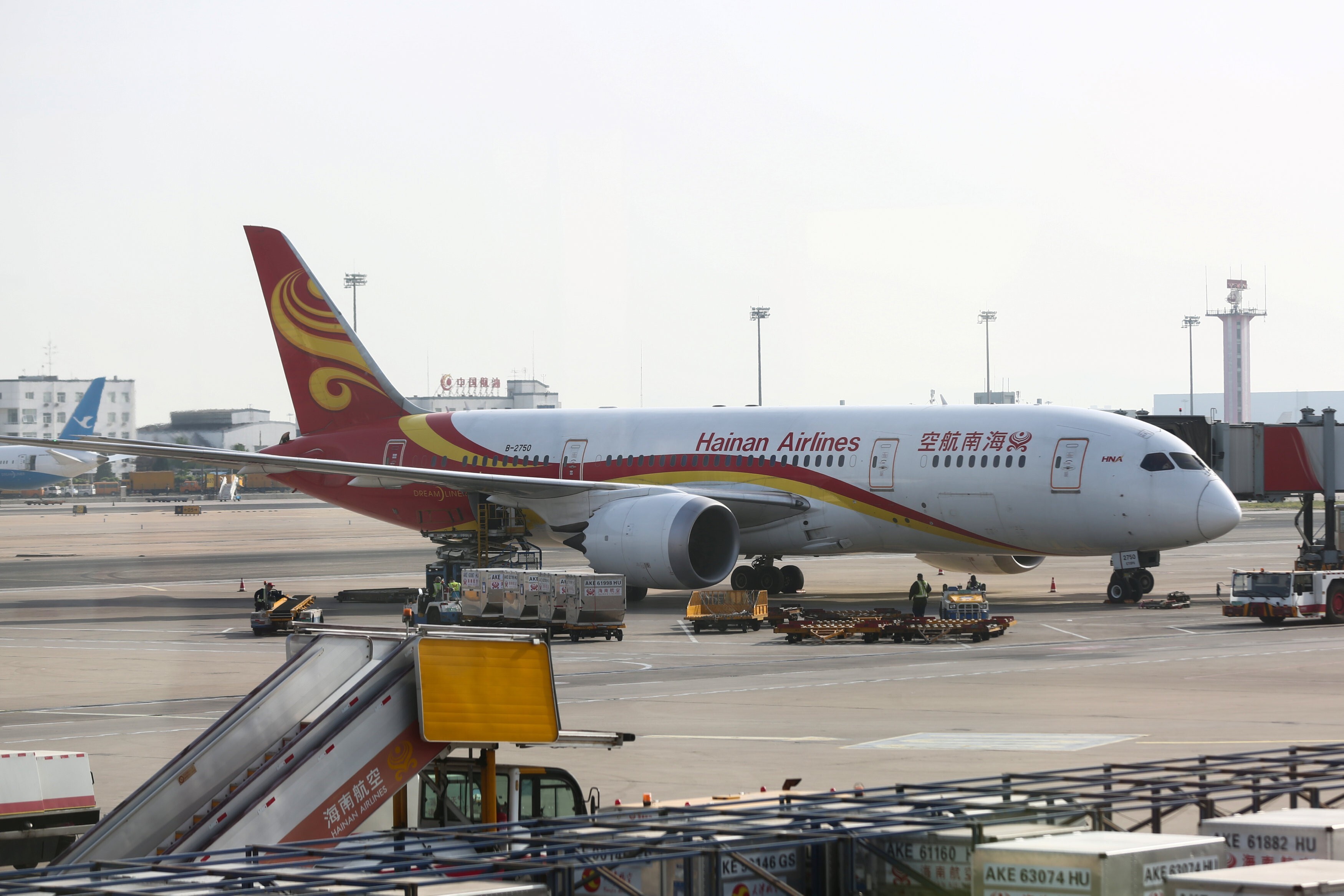 A Hainan Airlines aircraft sits on the tarmac in Beijing on May 13, 2018. Photo: Reuters