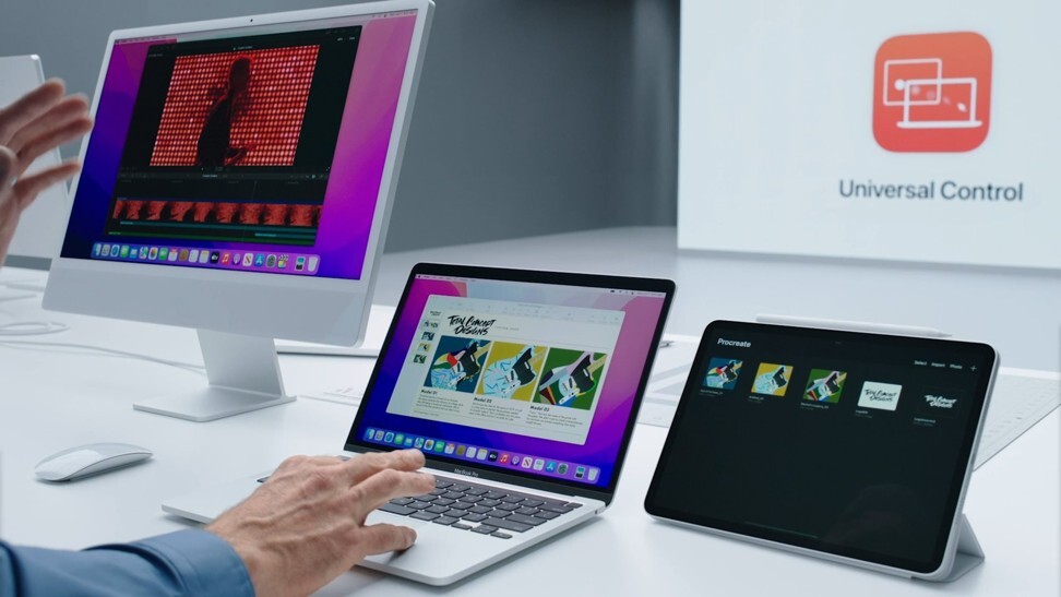 Apple’s new Universal Control feature on the Apple Mac and iPad. Photo: Apple