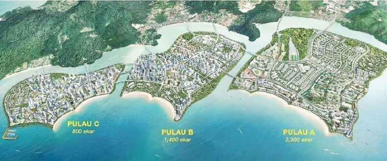 Penang’s plans to create islands totalling 1,800 hectares.