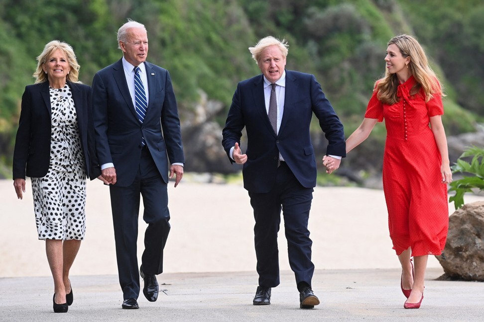 (From left) Jill Biden, Joe Biden, Boris Johnson and Carrie Johnson in Cornwall, ahead of the G7 summit. Photo: TNS